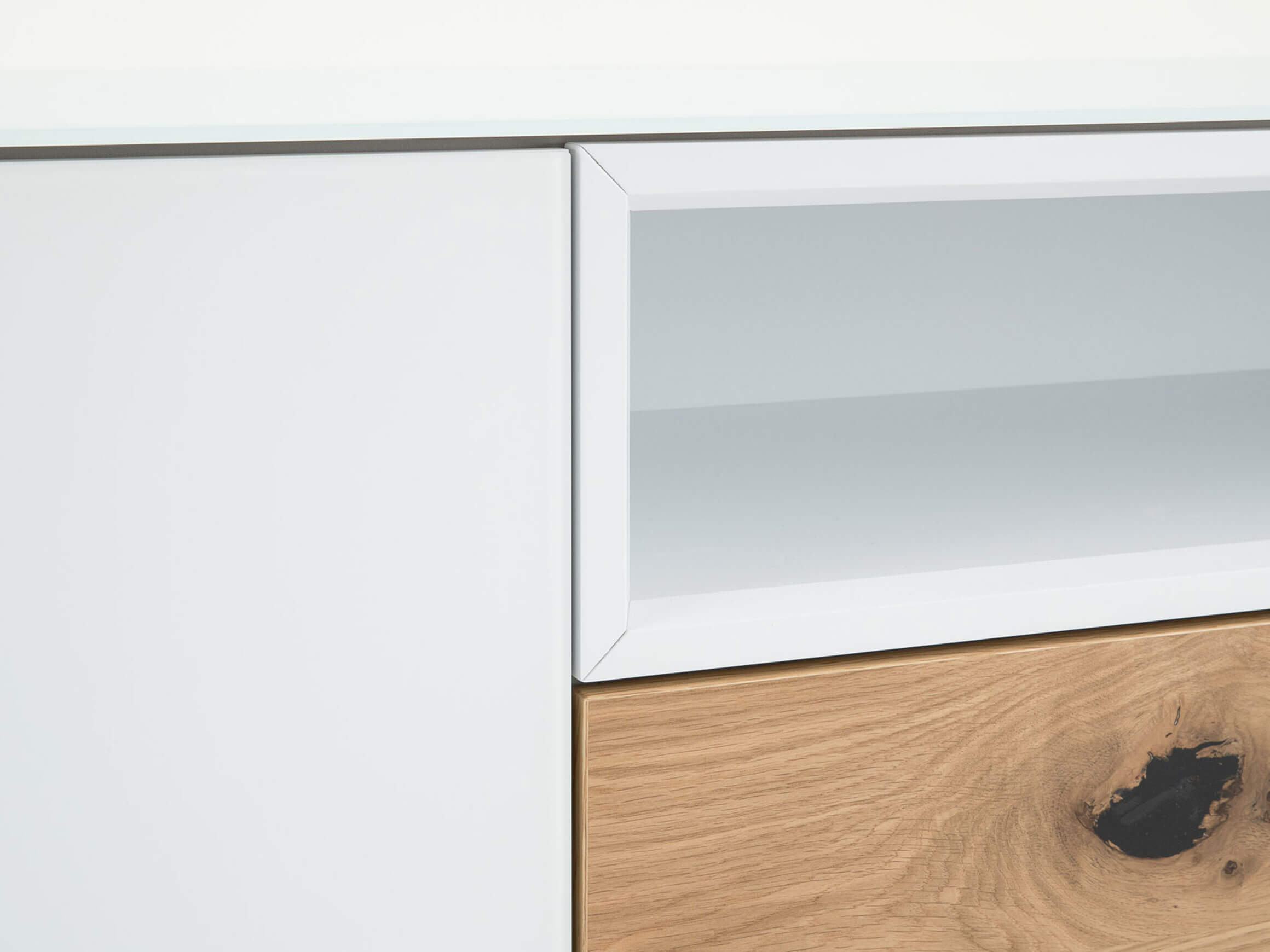 Sideboard Garda Living, Weiss Matt, Wildeiche, b 200 cm