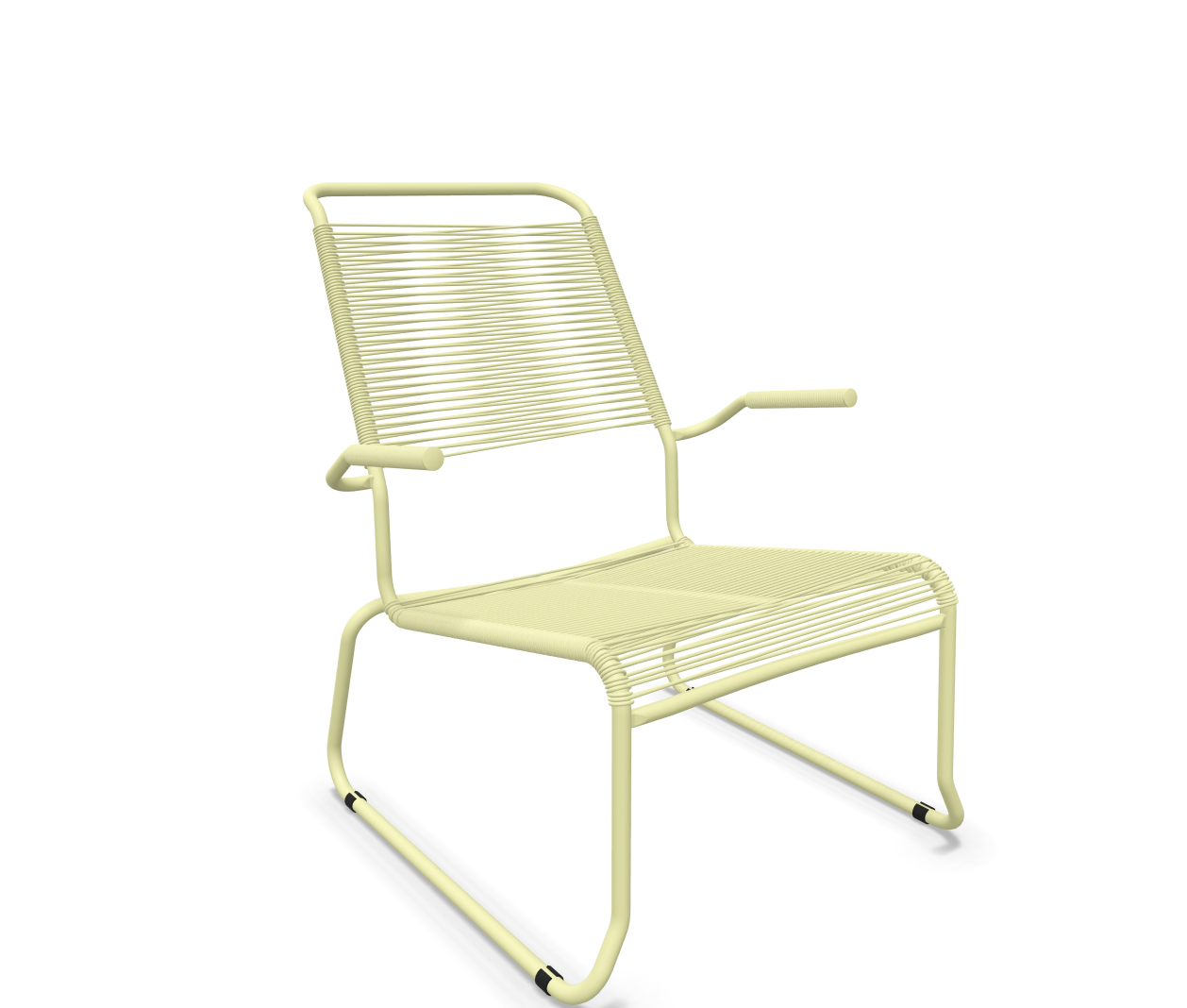 Schaffner Kufen-Spaghetti-Lounger Säntis mit Lehne / Hochlehner Gelb | Schubiger Möbel