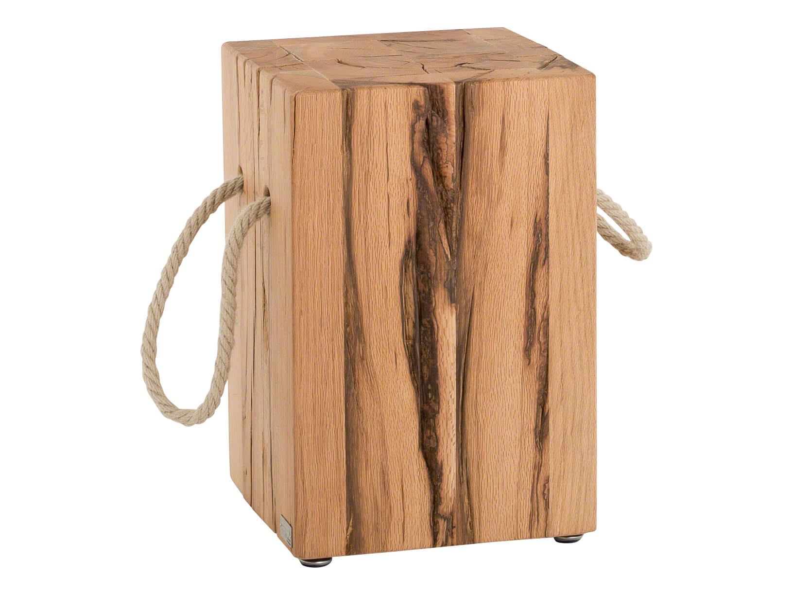 Hocker Fox, Sumpfeiche, mit Strickgriffen, b 30 cm t 30 cm h 45 cm