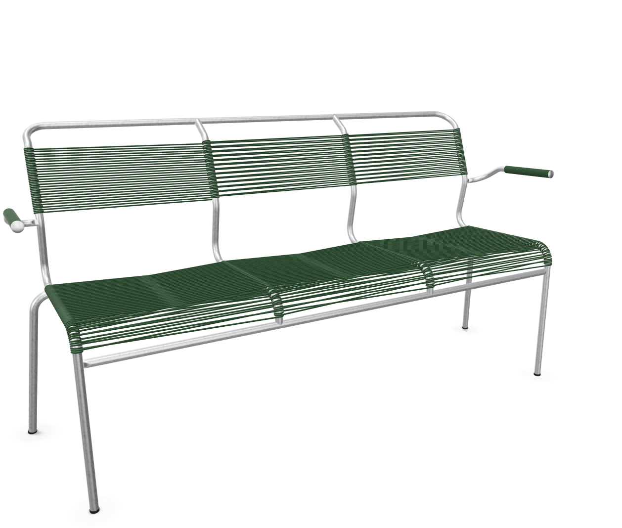 Schaffner Spaghetti-3er-Bank Säntis mit Lehne Feuerverzinkt Grün | Schubiger Möbel