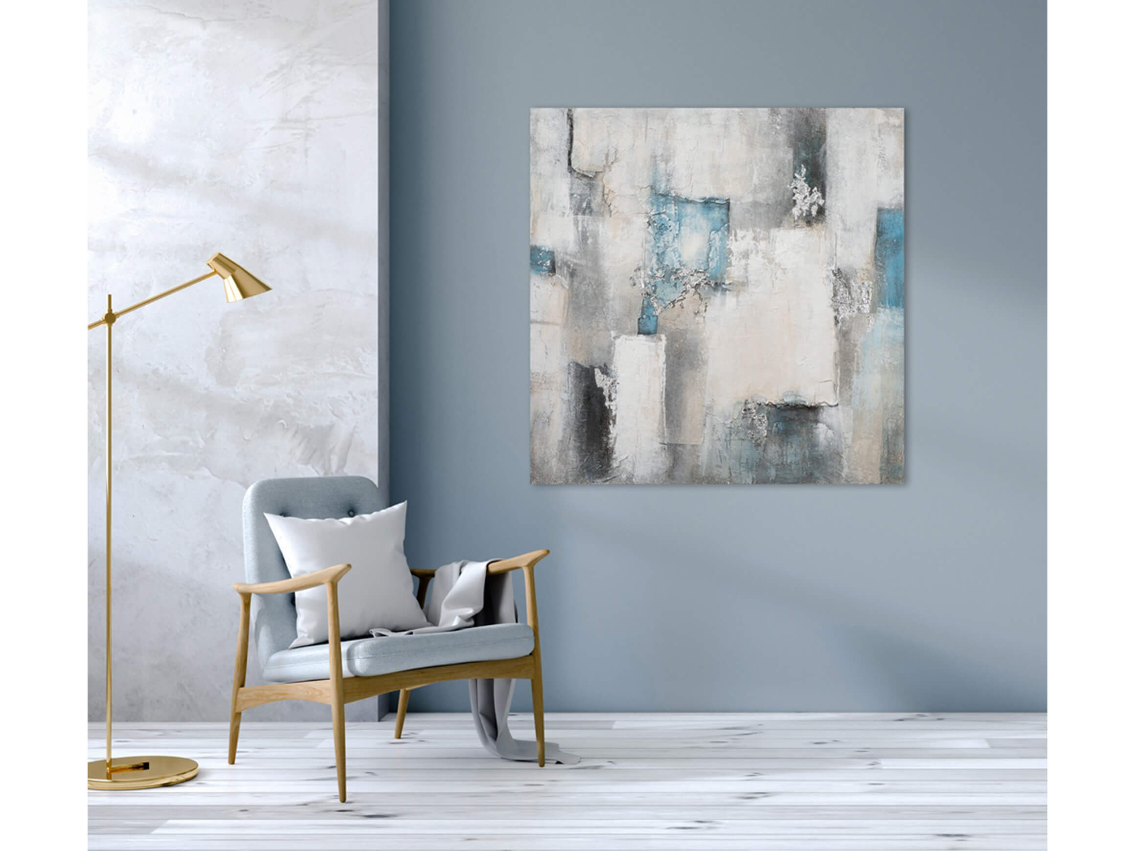 Bild Facetten in Aquamarin image LAND / Grösse: 115 x 115 cm