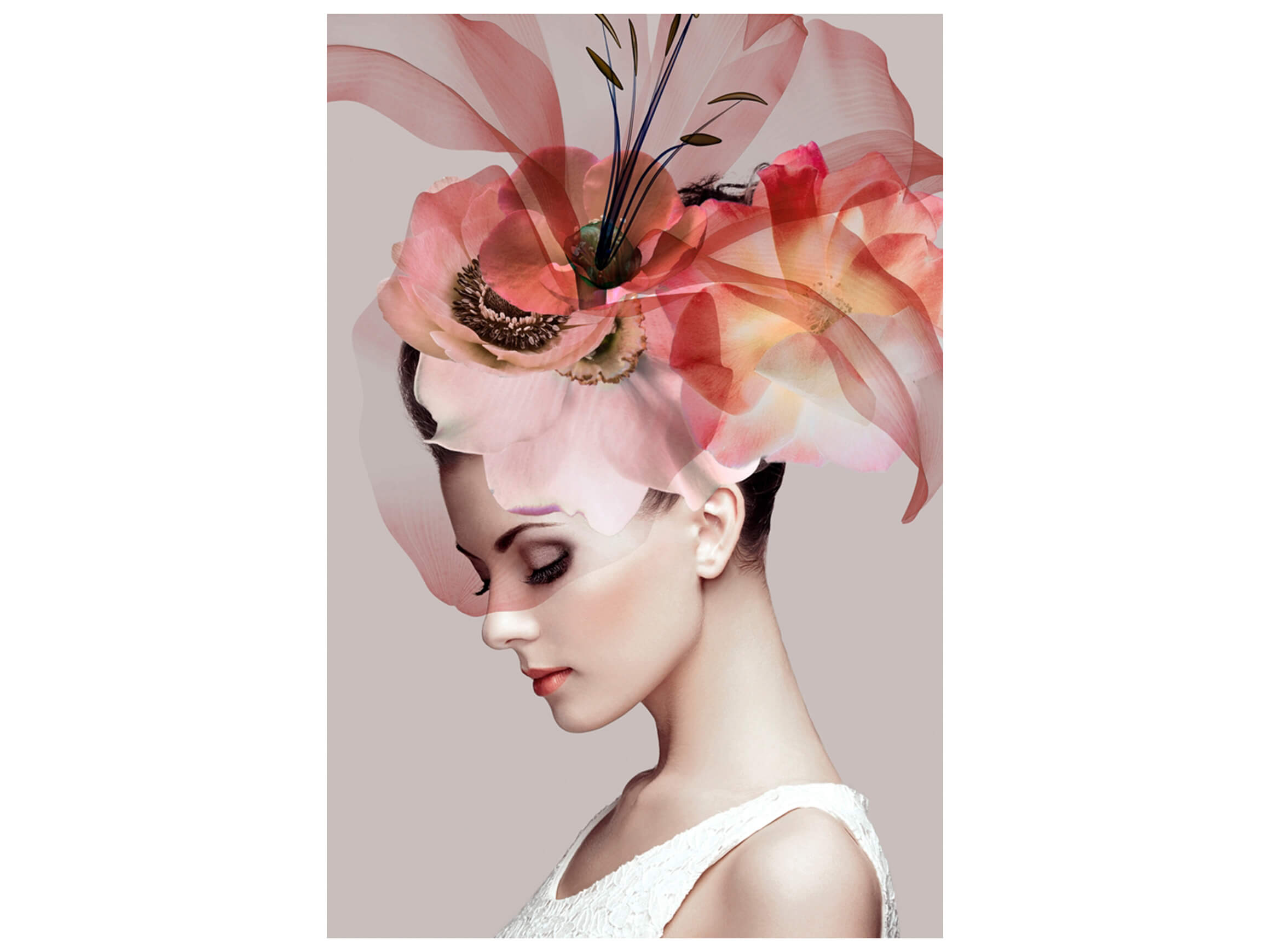 Digitaldruck auf Glas Schönheit mit Fantasiehut image LAND