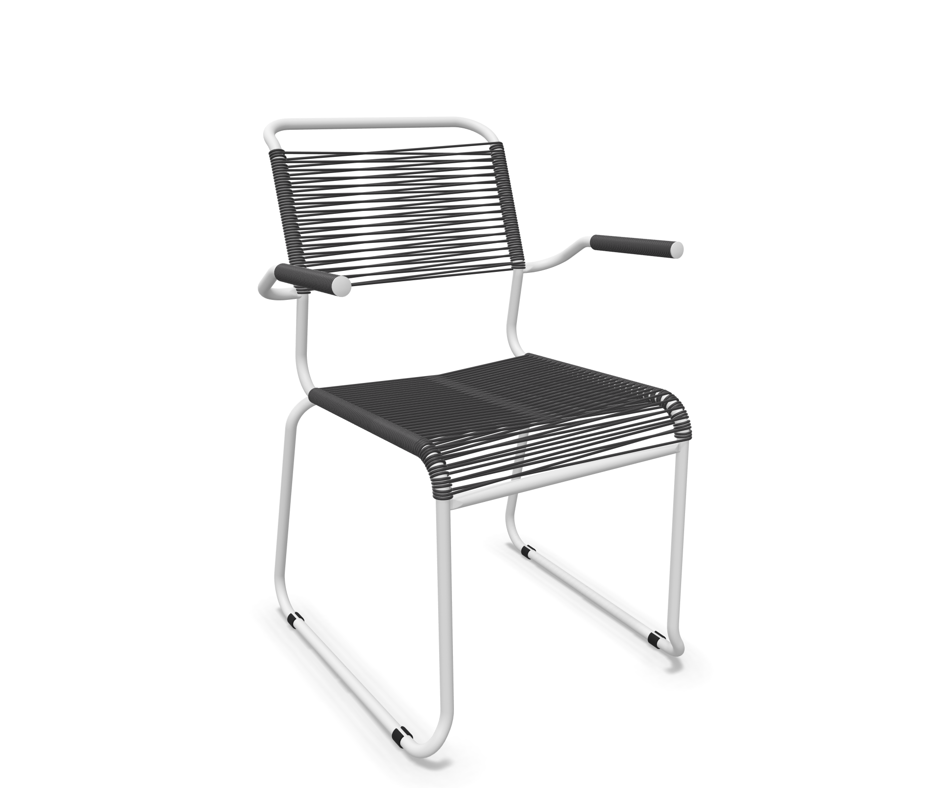 Kufen-Spaghetti-Stuhl Säntis mit Lehne von Schaffner / Farbe: Anthrazit / Grösse: 60 x 61 cm