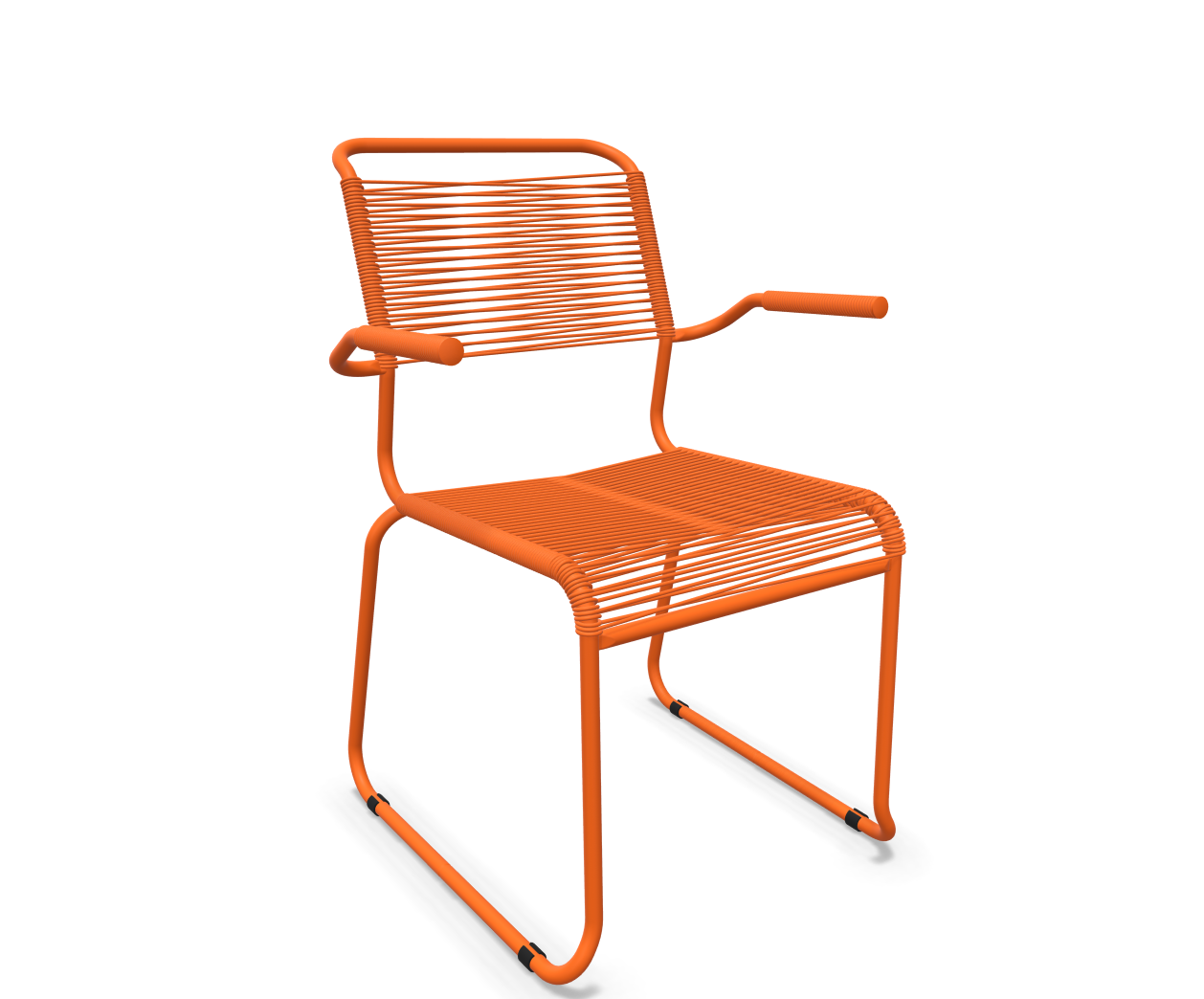 Kufen-Spaghetti-Stuhl Säntis mit Lehne von Schaffner / Farbe: Orange / Grösse: 60 x 61 cm