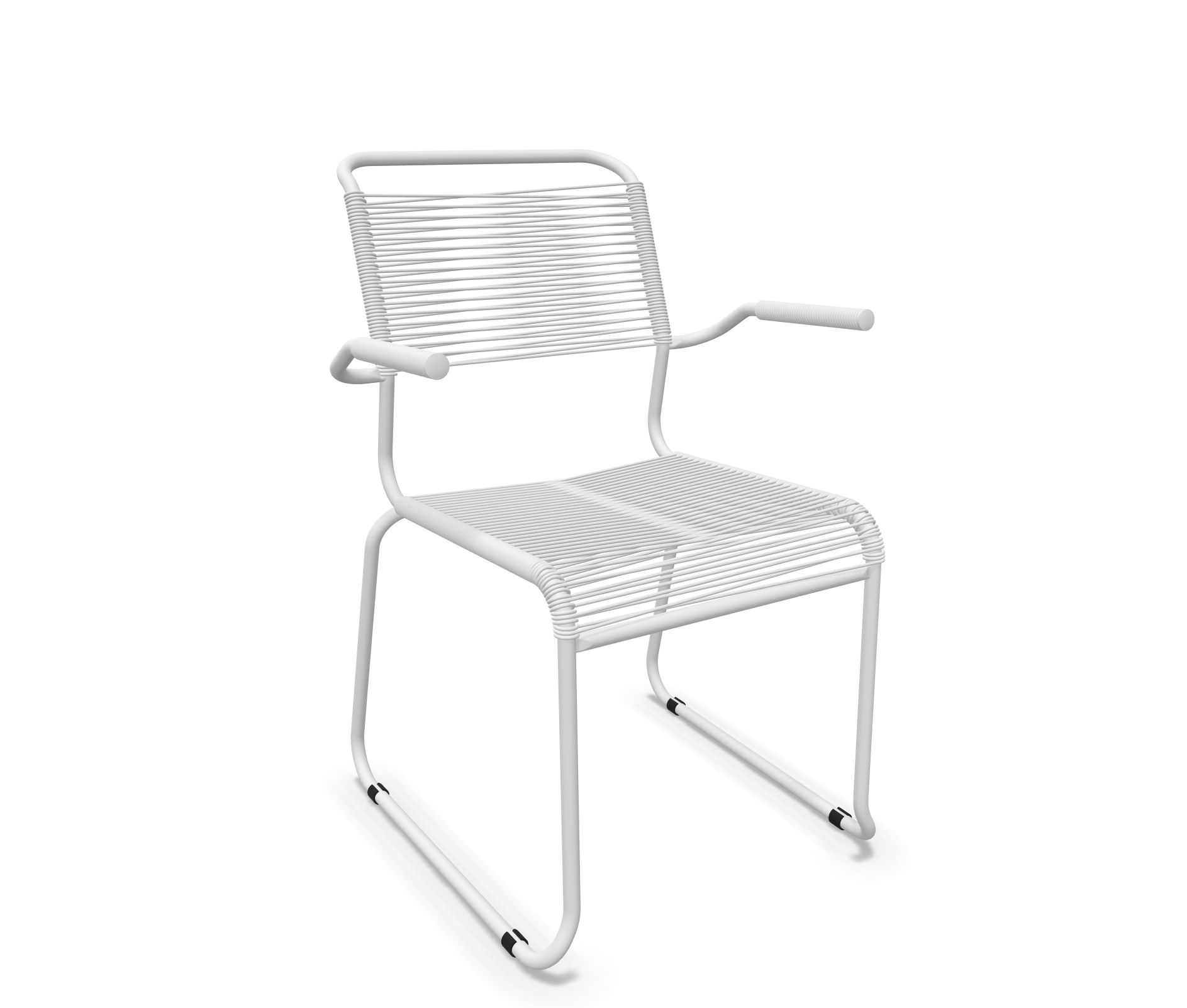 Kufen-Spaghetti-Stuhl Säntis mit Lehne von Schaffner / Farbe: Weiss / Grösse: 60 x 61 cm