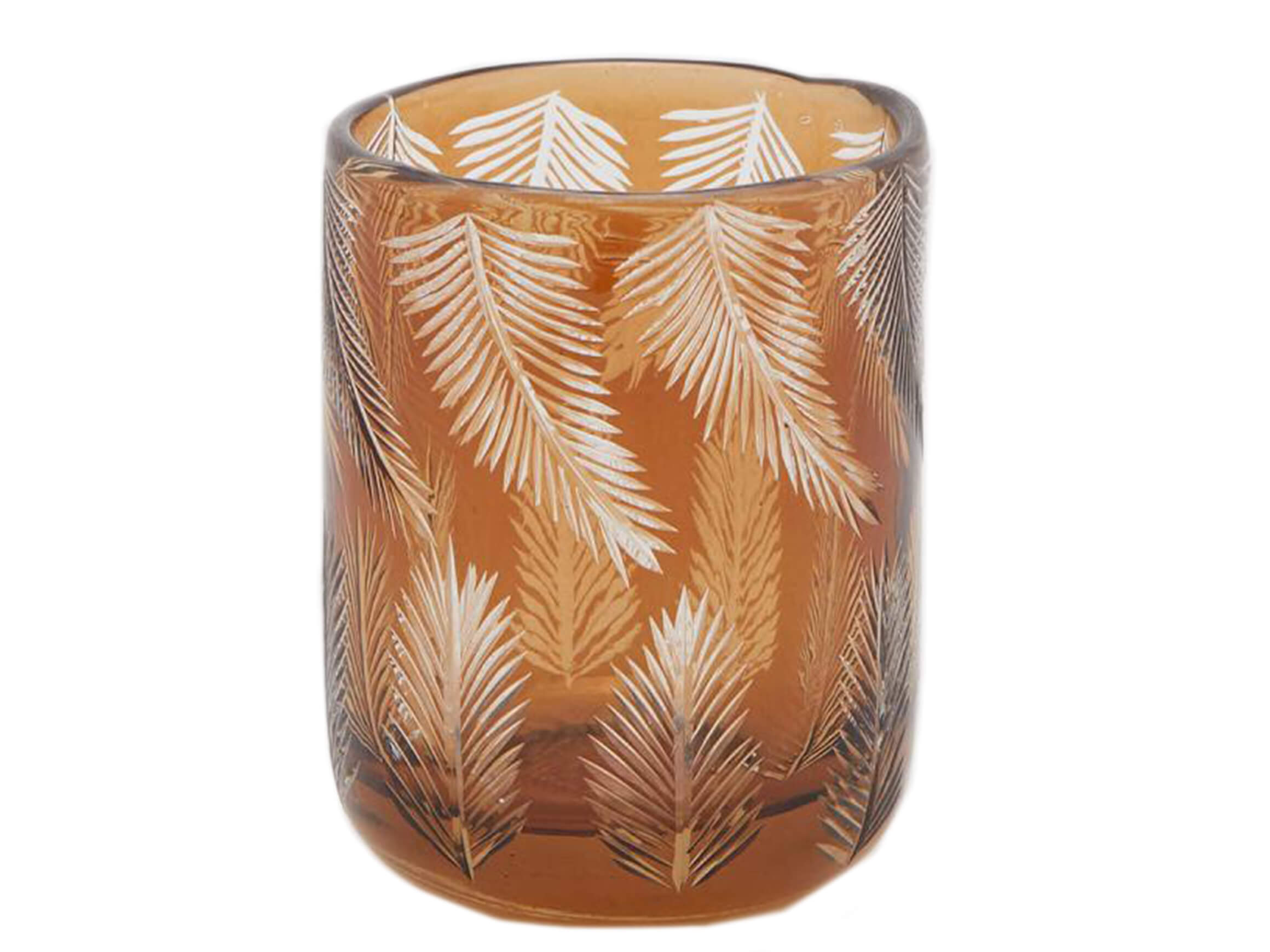 Edg Vase Amber mit Palmblatt H: 10 cm  | Schubiger Möbel