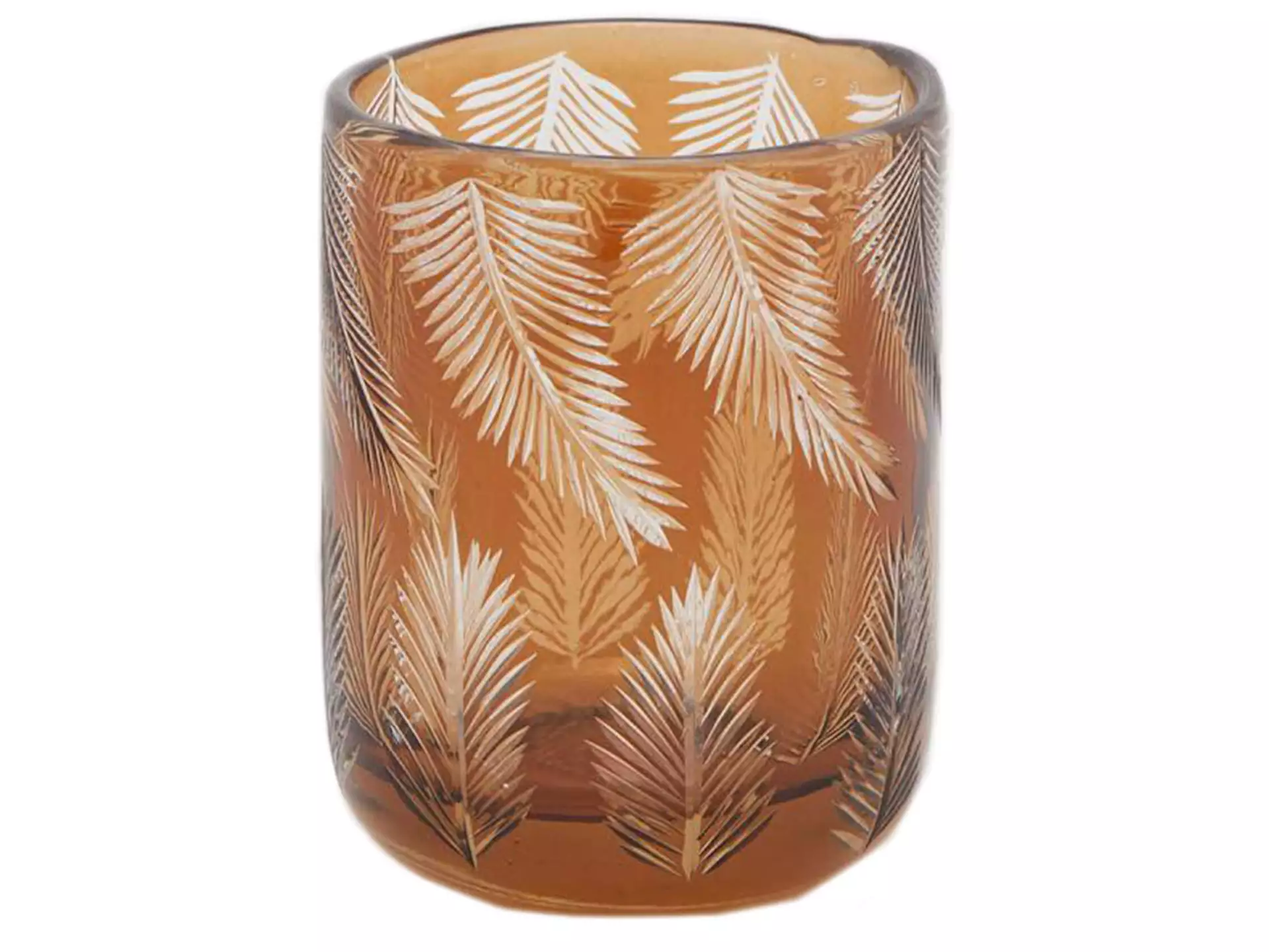 Vase Amber mit Palmblatt H: 10 cm Edg