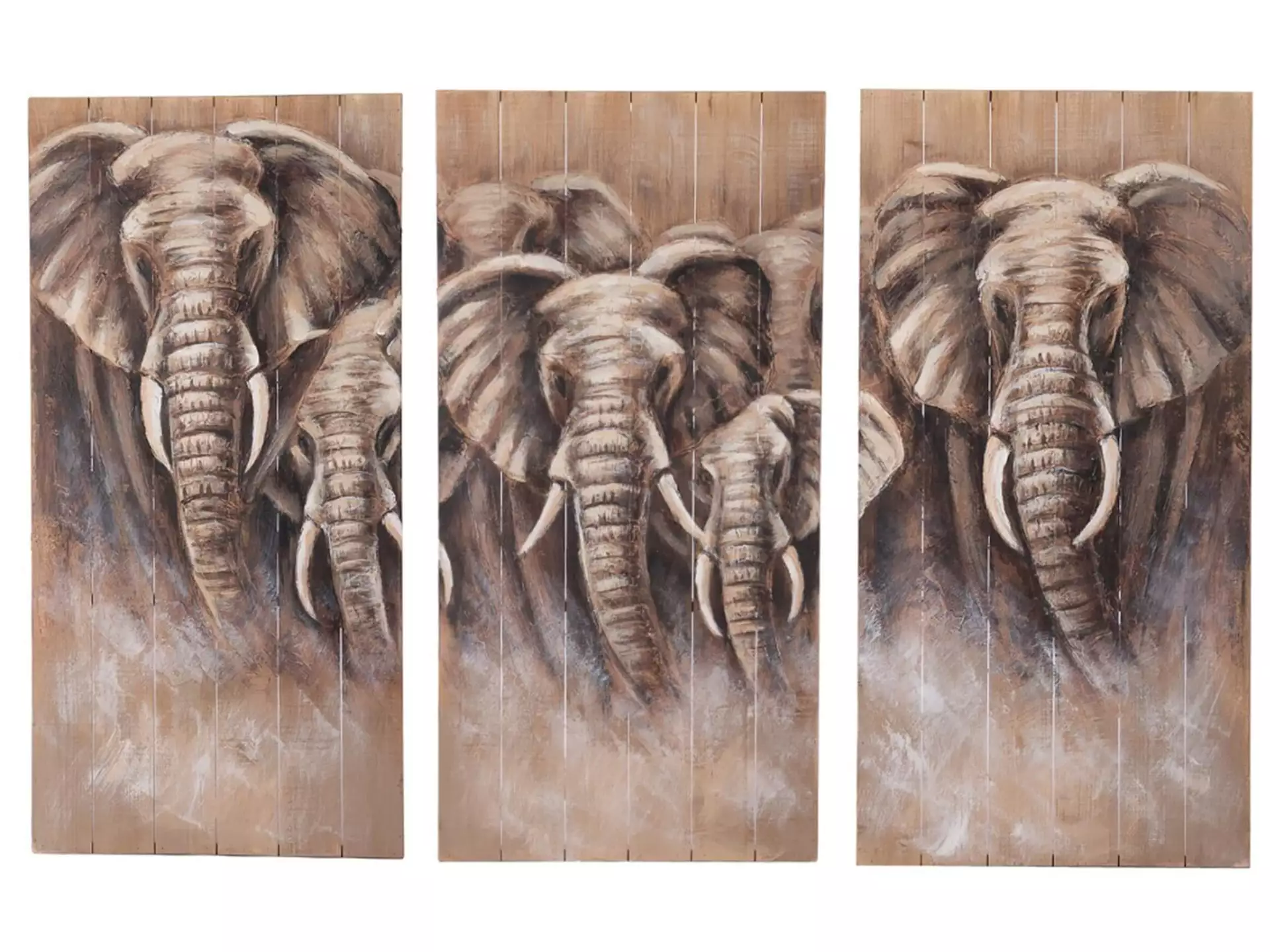 Wandschmuck Elefant Holz 3-teilig H: 118 cm Dijk