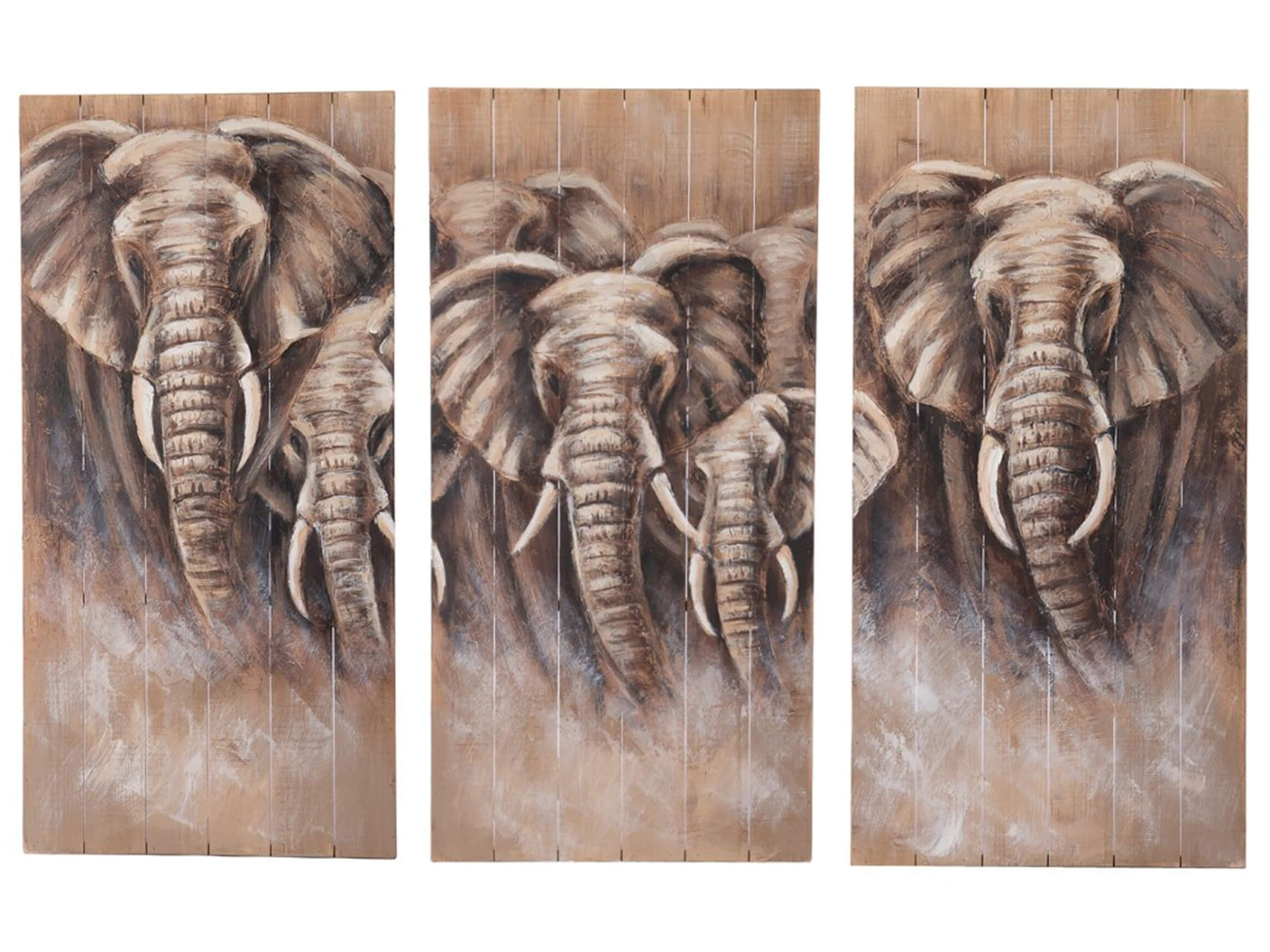 Wooden elephant wall decoration 3-piece H: 118 cm Dijk