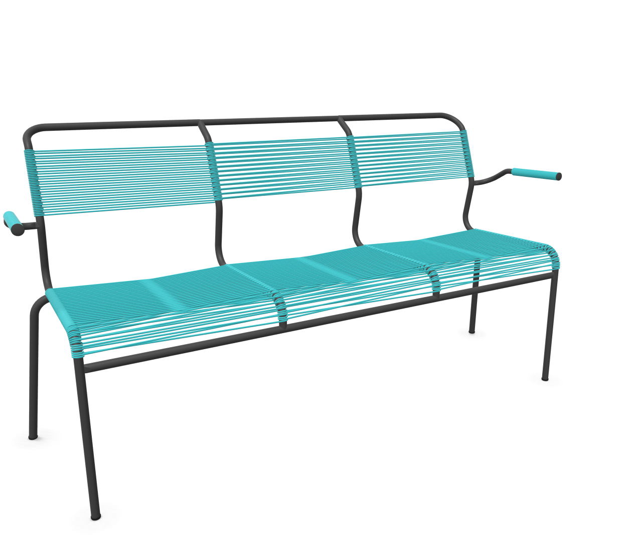 Schaffner Spaghetti-3er-Bank Säntis mit Lehne Blau | Schubiger Möbel