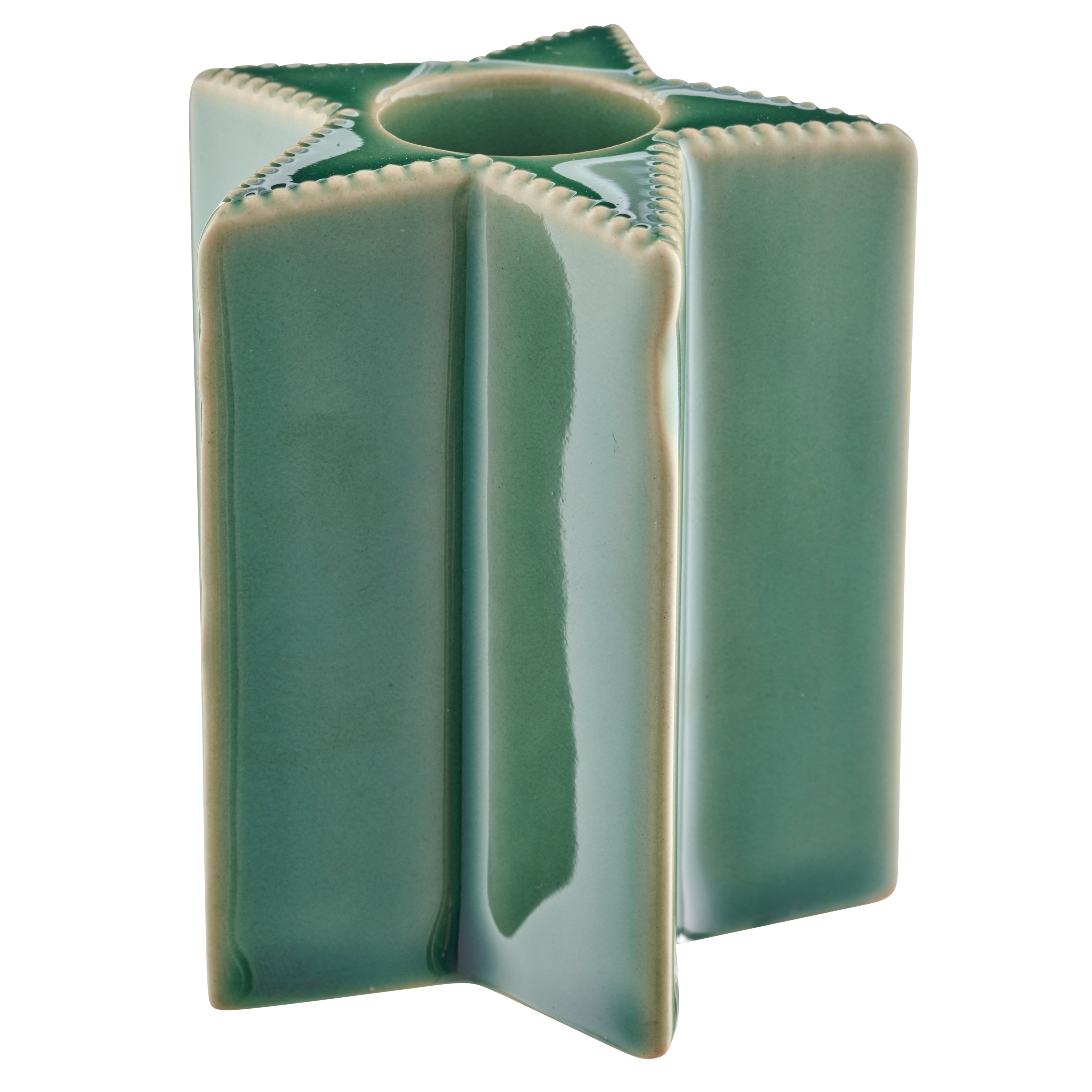 Kerzenständer Stern Glasiert, Dunkelgrün Gasper