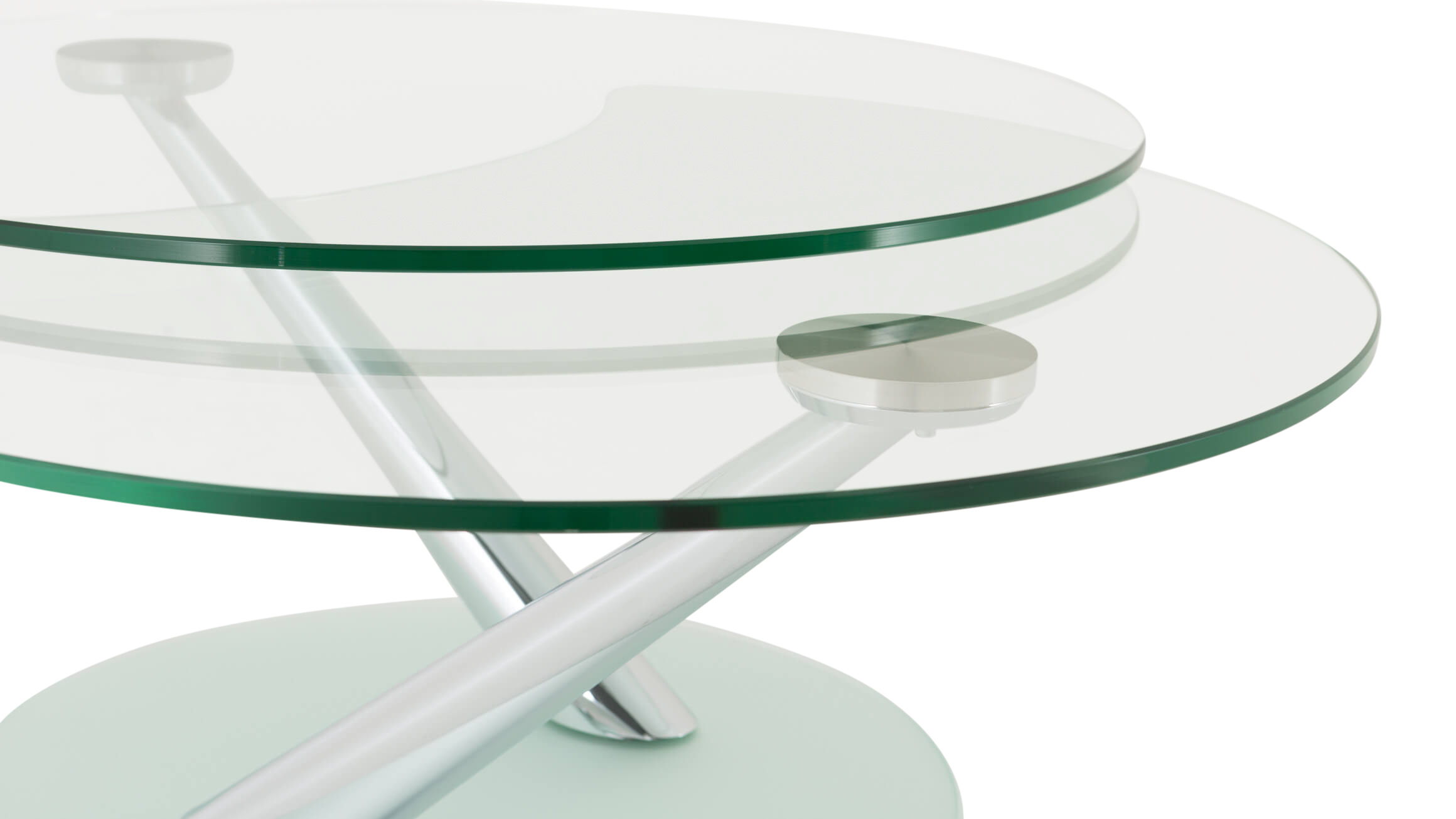 Salontisch Caladia, Silberglas, Chrom, Klarglas, b