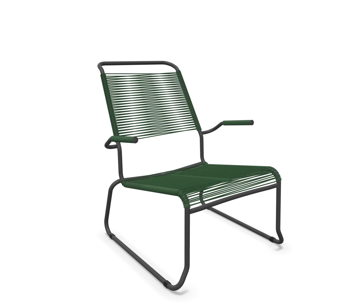 Schaffner Kufen-Spaghetti-Lounger Säntis mit Lehne / Hochlehner Grün | Schubiger Möbel