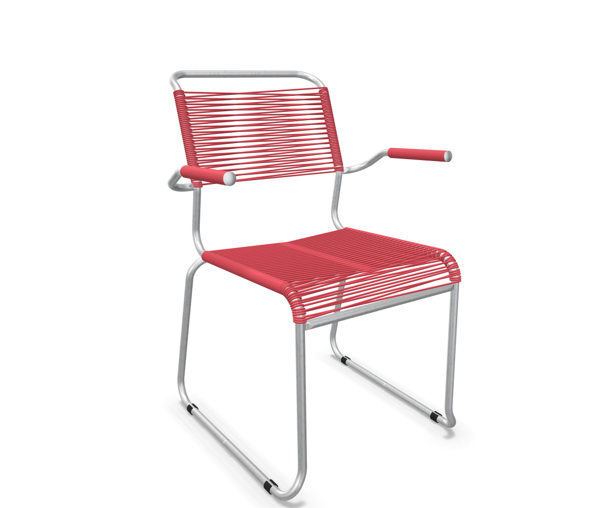 Kufen-Spaghetti-Stuhl Säntis mit Lehne Feuerverzinkt von Schaffner / Farbe: Ahornrot / Grösse: 60 x 61 cm