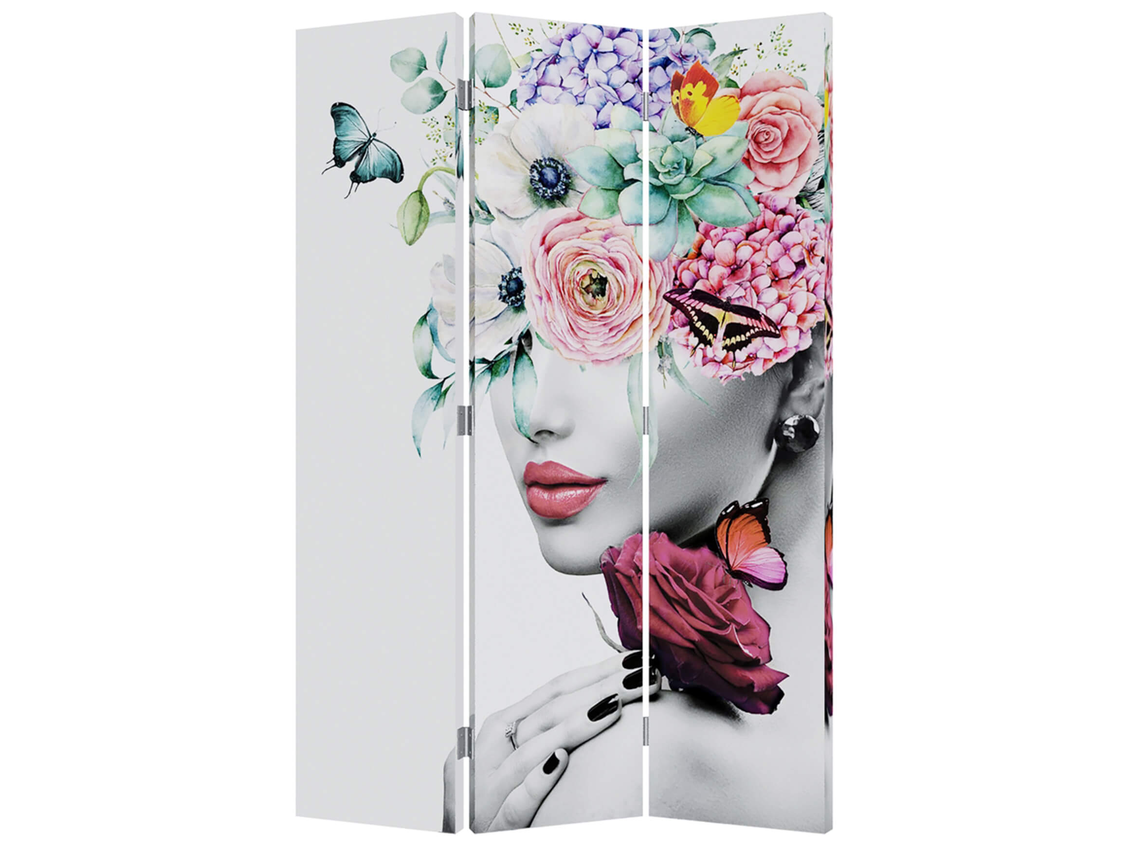 Paravent Anmut mit Blumenschmuck Wendemotiv image LAND / Grösse: 180 x 120 cm