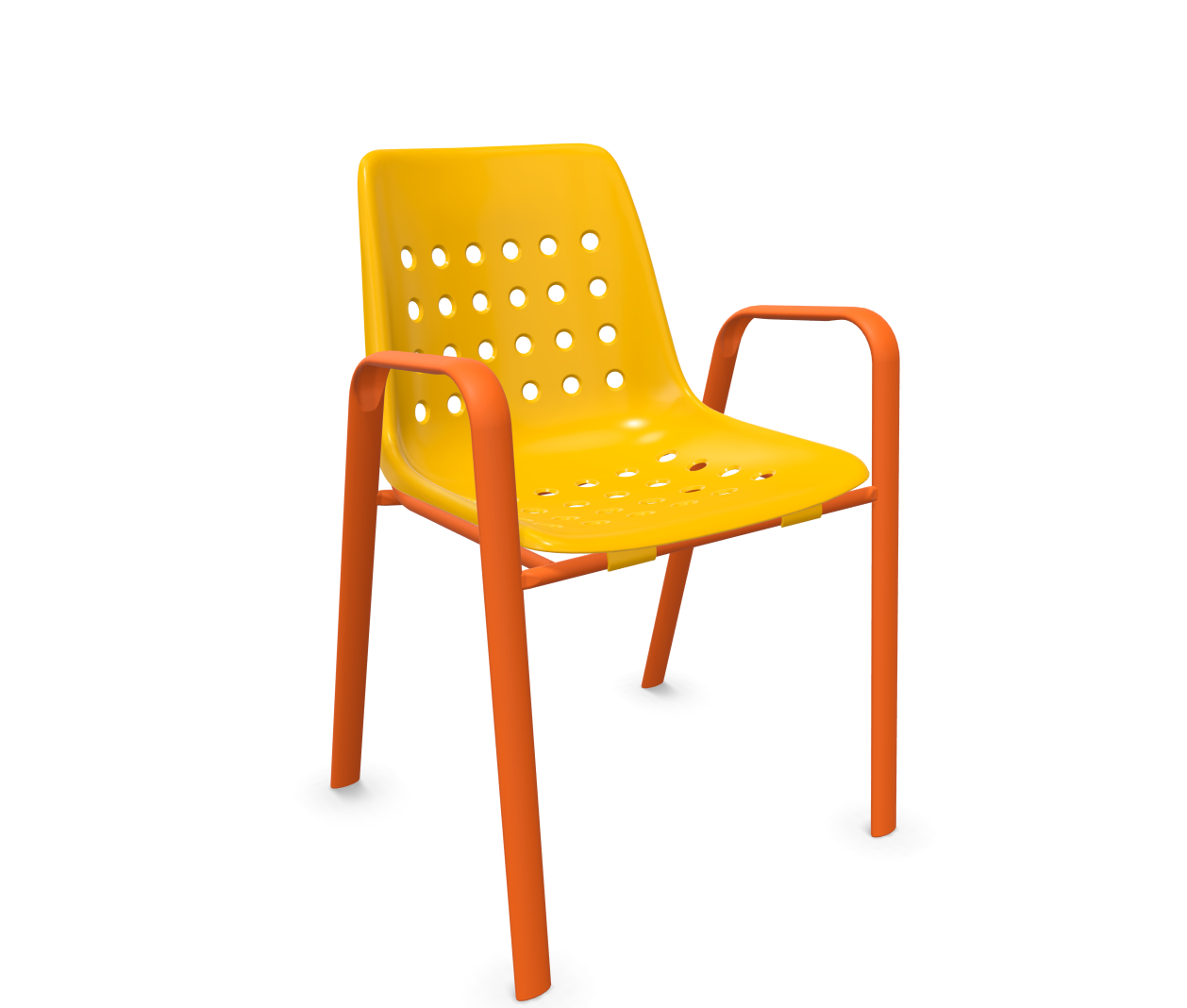 Schalen-Stuhl Bermuda mit Armlehne Rundoval von Schaffner / Farbe: Gelb / Grösse: 55 x 54 cm