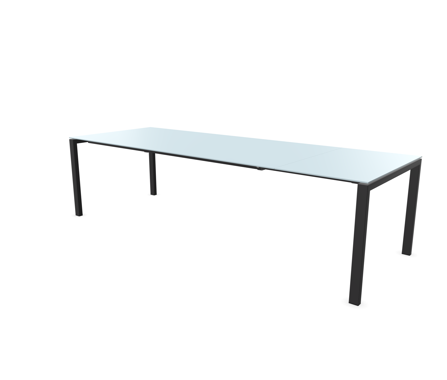 Lucerne pull-out table from Schaffner / Colour: pastel blue / Size: 220/280 x 100 cm