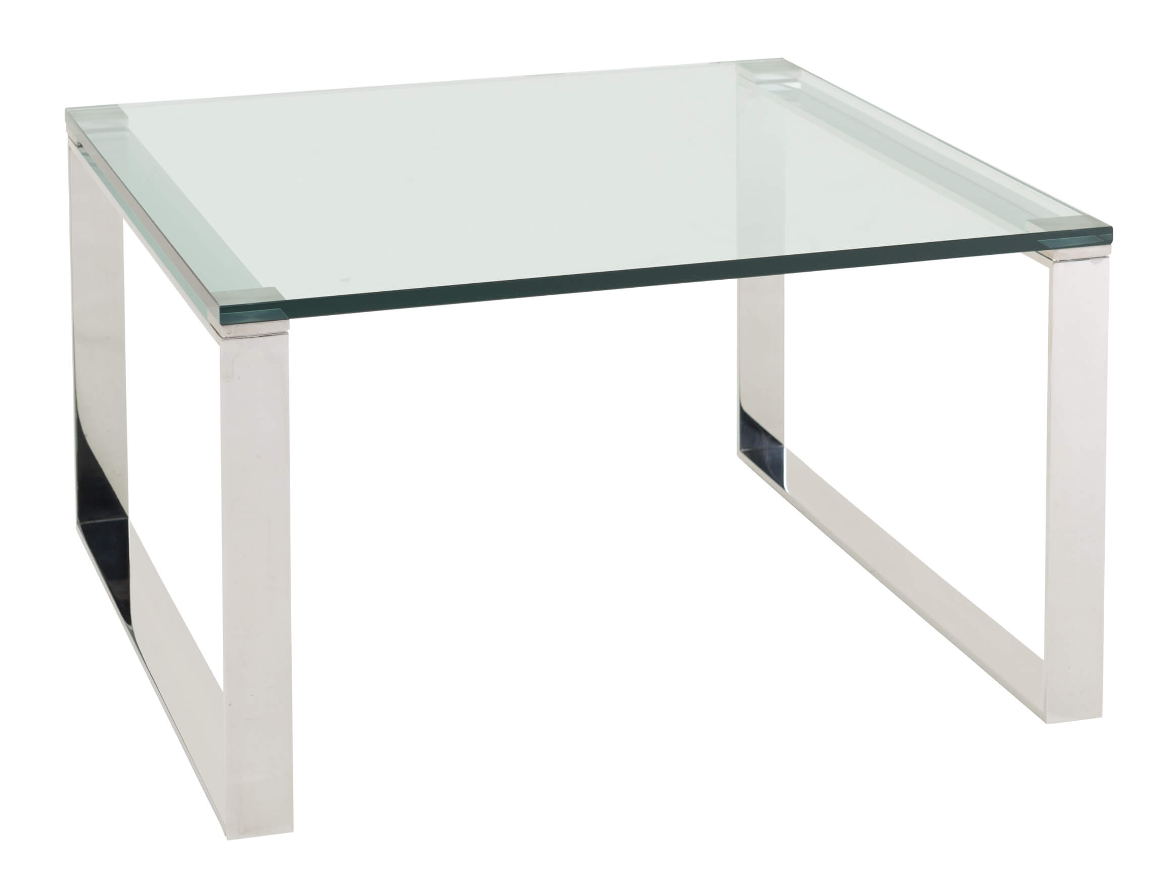 Salontisch Davina, Glas Transparent, Edelstahl, b 70 cm