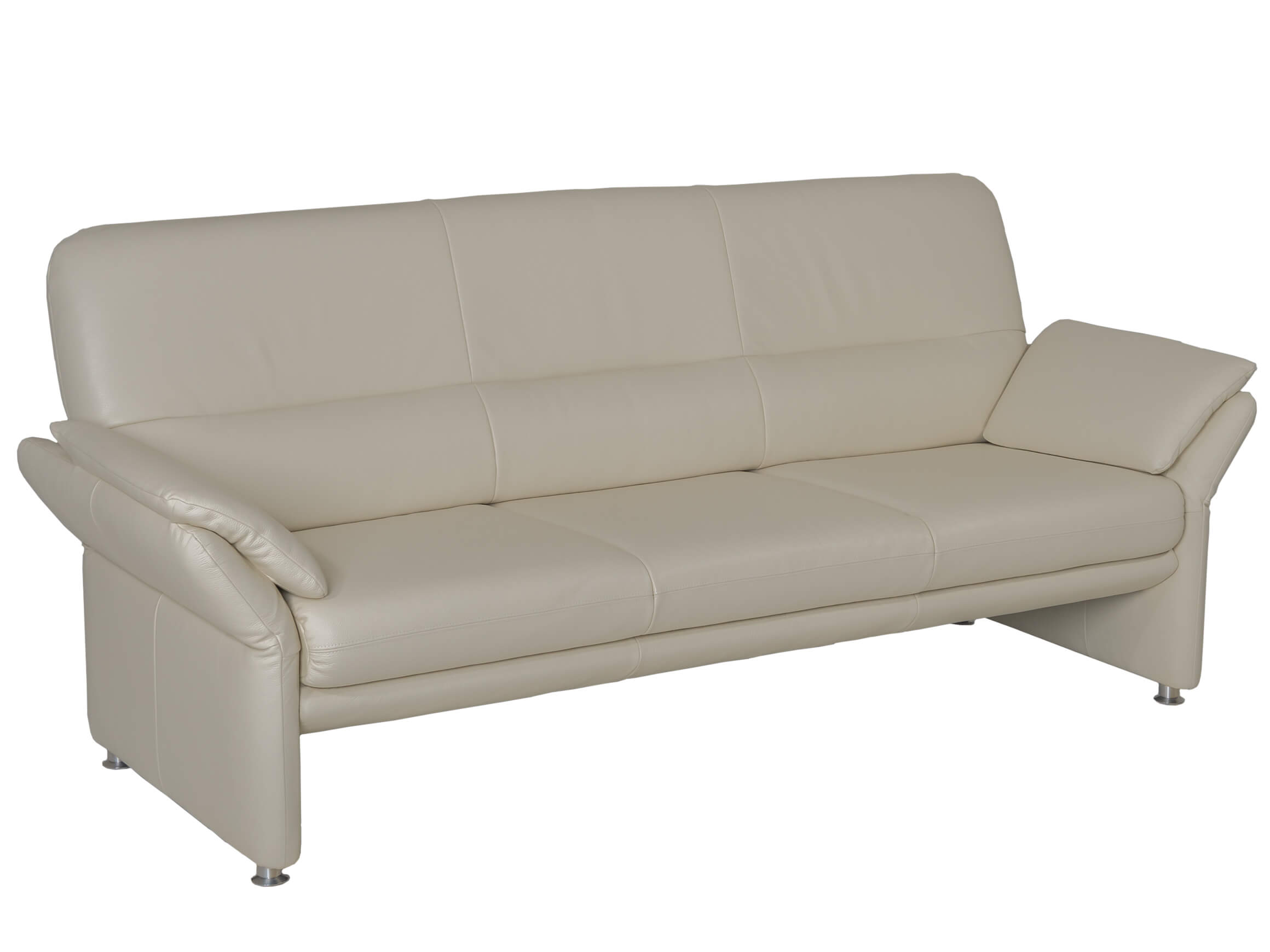 Sofa Grimsel, Leder Porcellan, Füsse Alu Verstellbar,