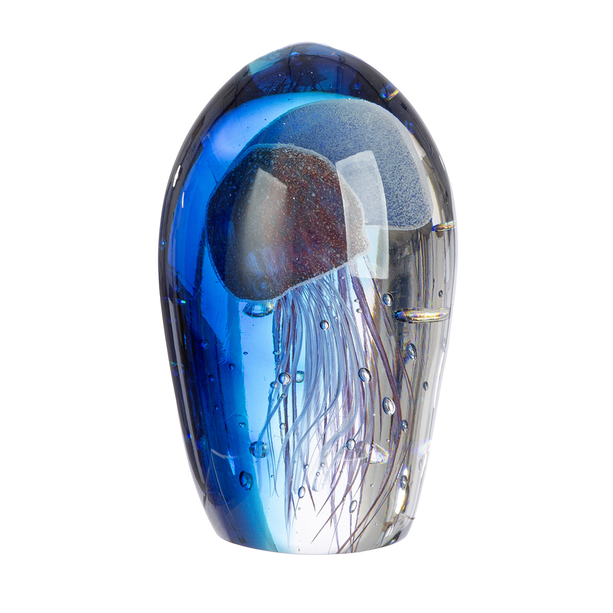 Briefbeschwerer Qualle Glas Blau H: 20 cm Gilde