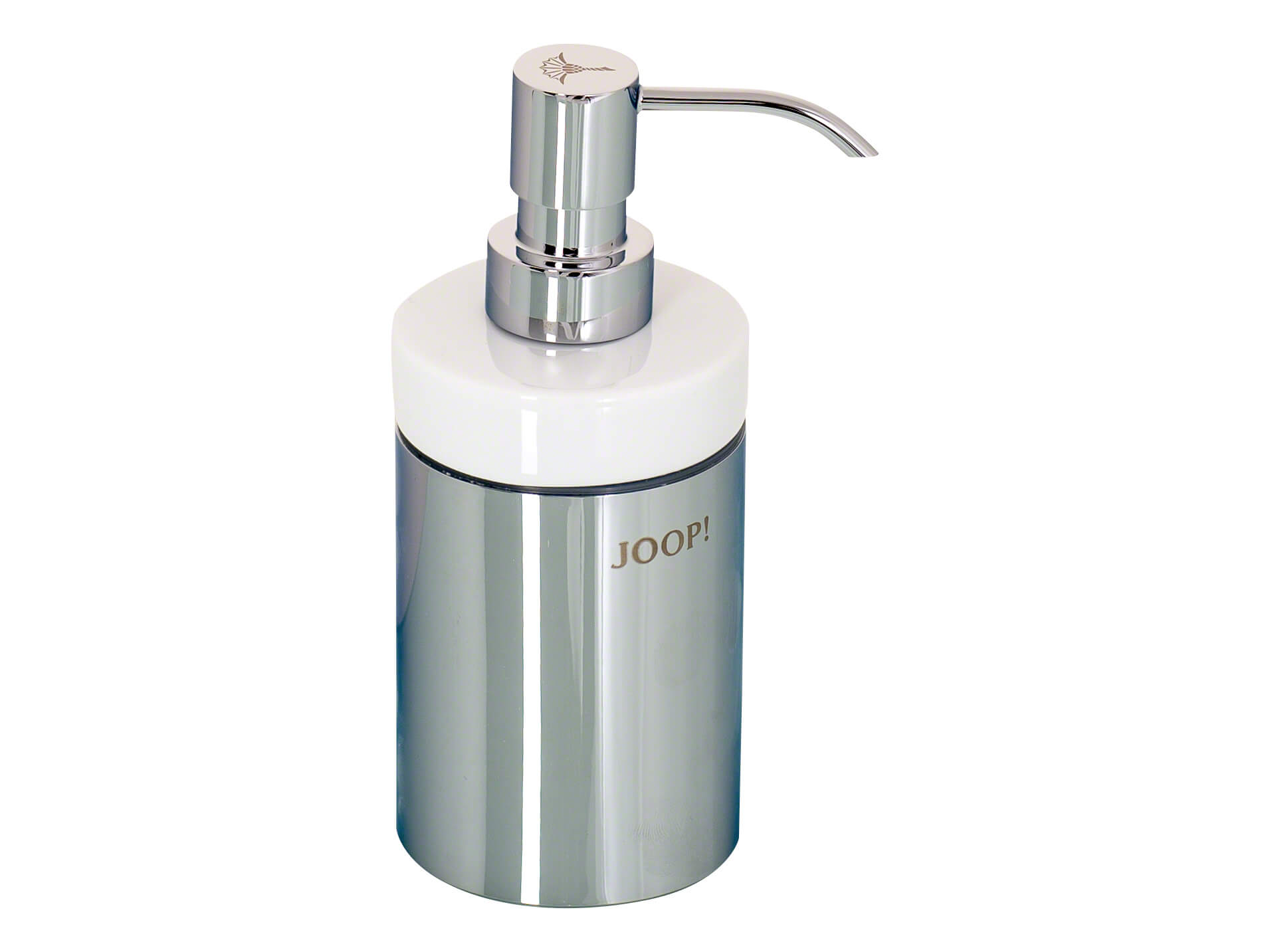 Seifenspender Joop!, Keramik Weiss, Chrom, h 17 cm Durchmesser 7 cm