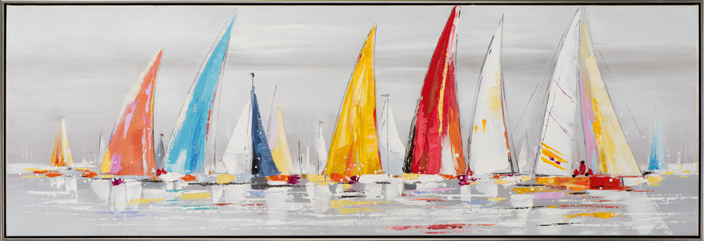 Gemälde-Bunte Segelboote-image LAND