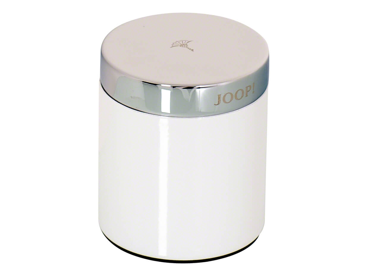 Mehrzweckdose Joop!, Lack Weiss, Chrom, h 8,5 cm Durchmesser 7,6 cm