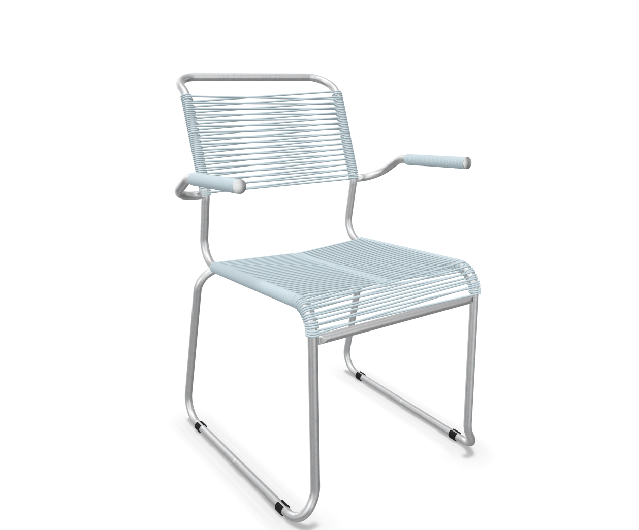 Kufen-Spaghetti-Stuhl Säntis mit Lehne Feuerverzinkt von Schaffner / Farbe: Pastellblau / Grösse: 60 x 61 cm