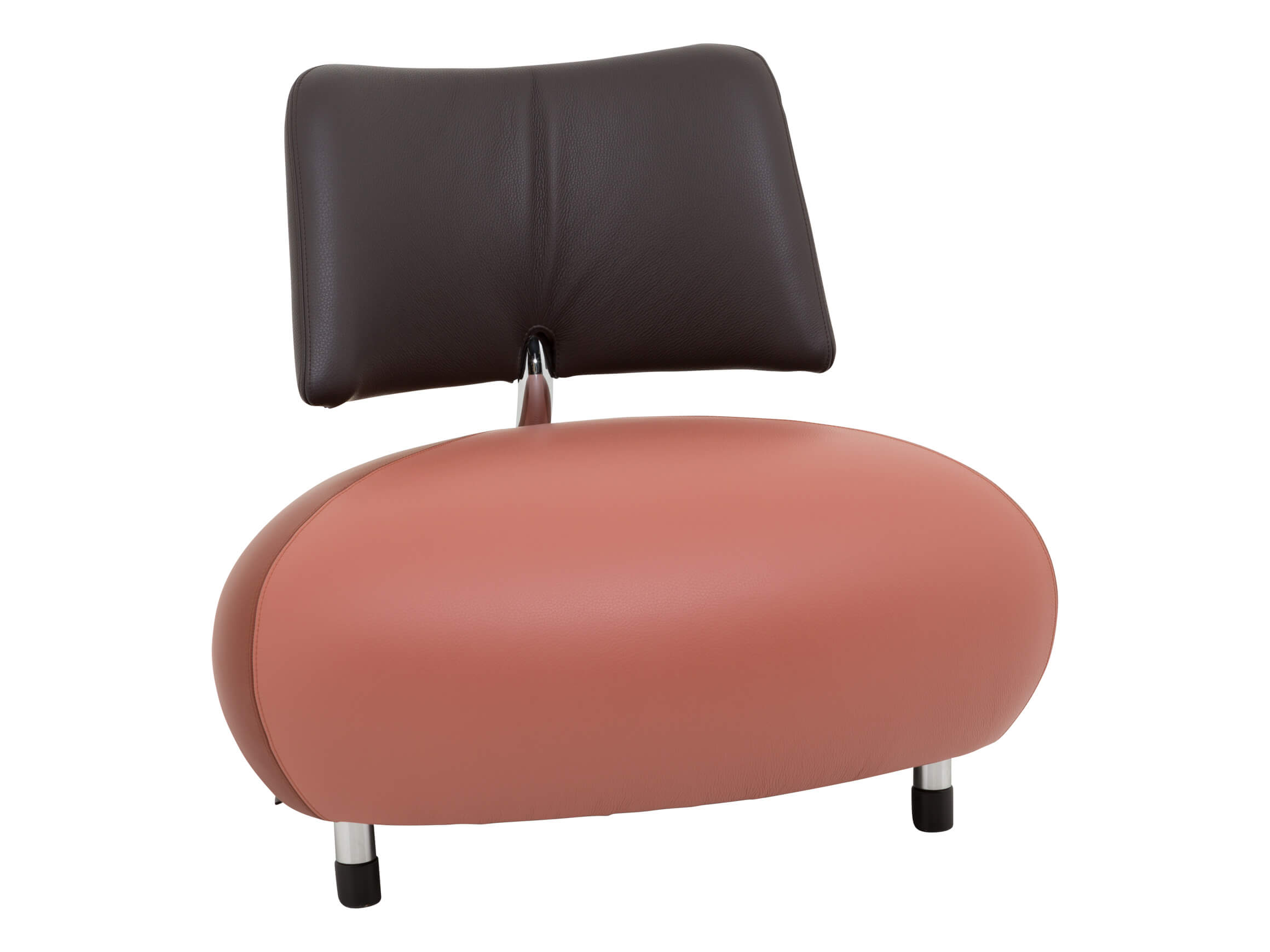 Sessel Pallone, Leder Rose-Braun, Chrom Glanz, b 86 cm