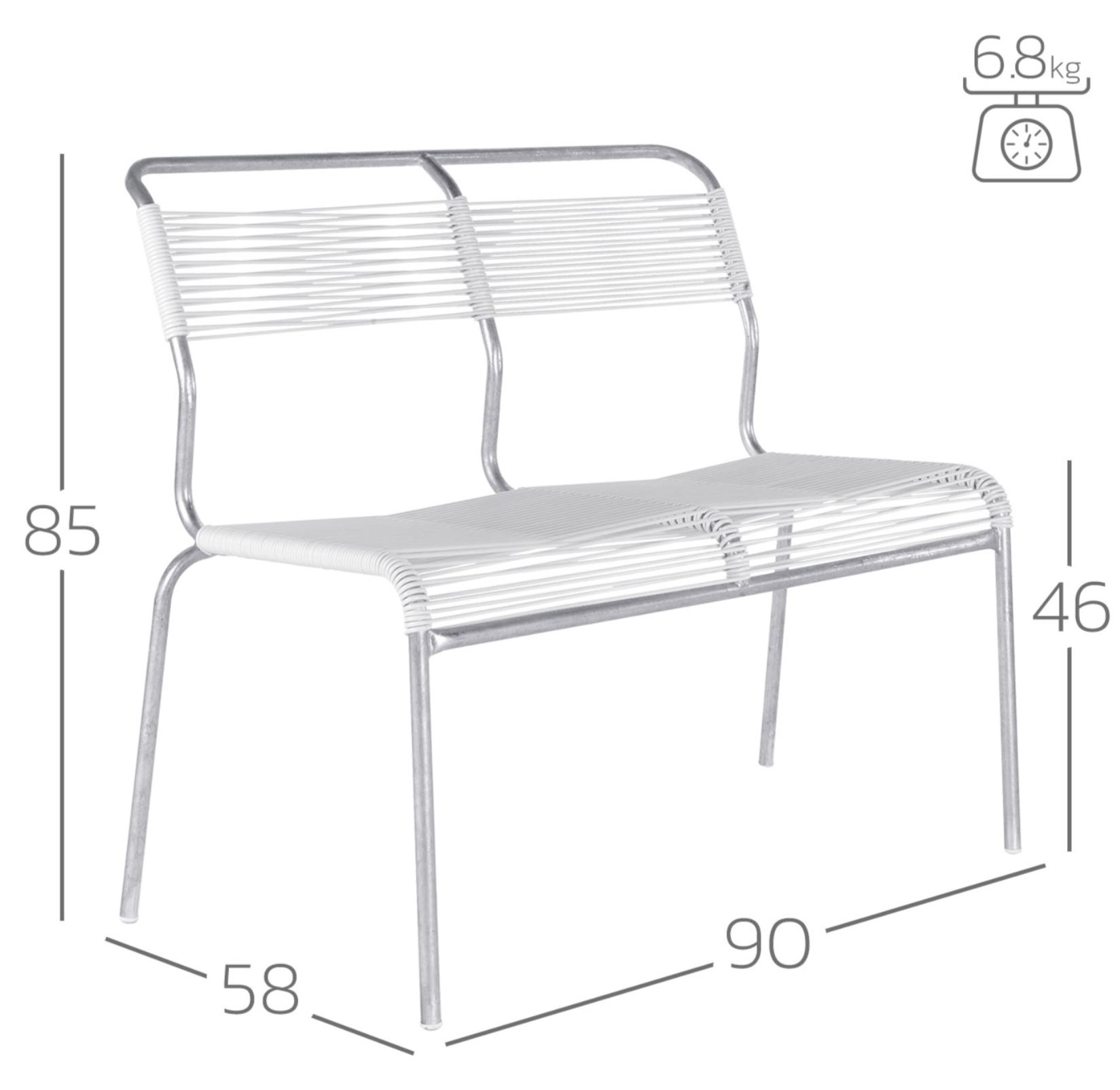 Spaghetti-2er-Bank Säntis von Schaffner / Farbe: Rot / Grösse: 90 x 58 cm