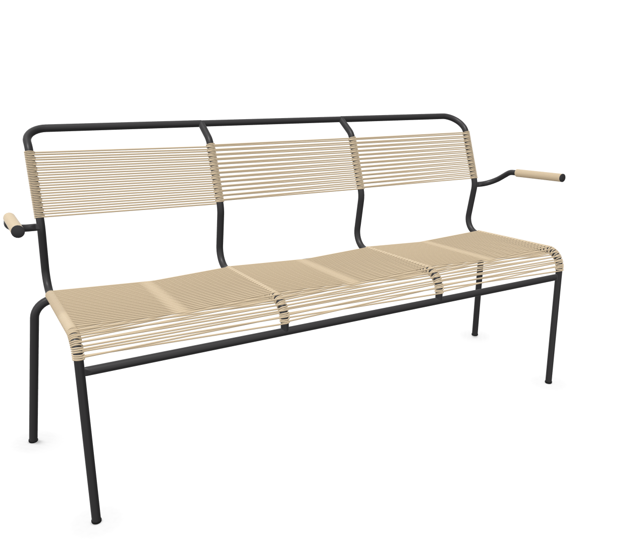 Schaffner Spaghetti-3er-Bank Säntis mit Lehne Braun | Schubiger Möbel