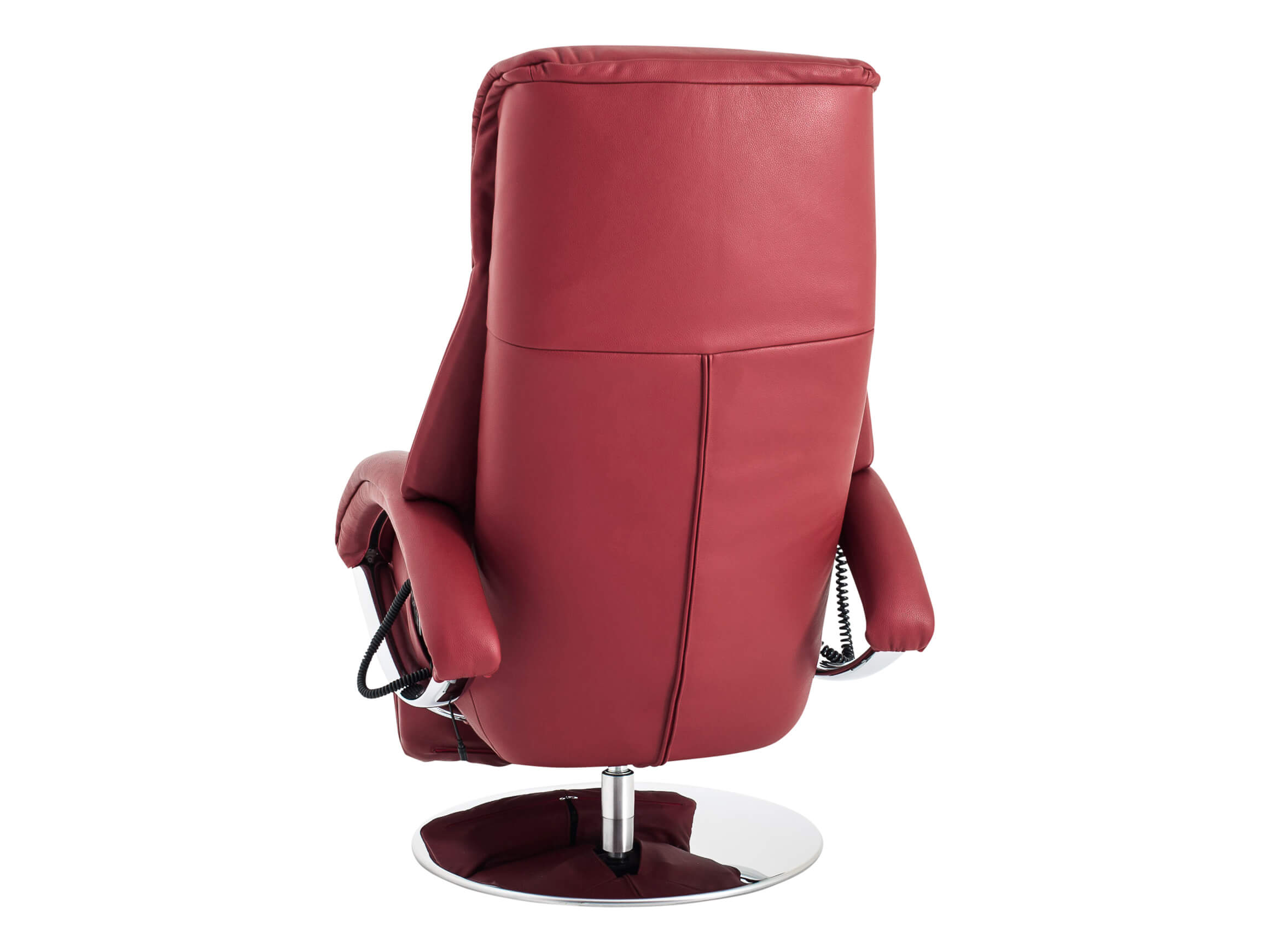 Athur recliner, leather, chrome base, W 73 cm D 83-162 cm H 116 cm