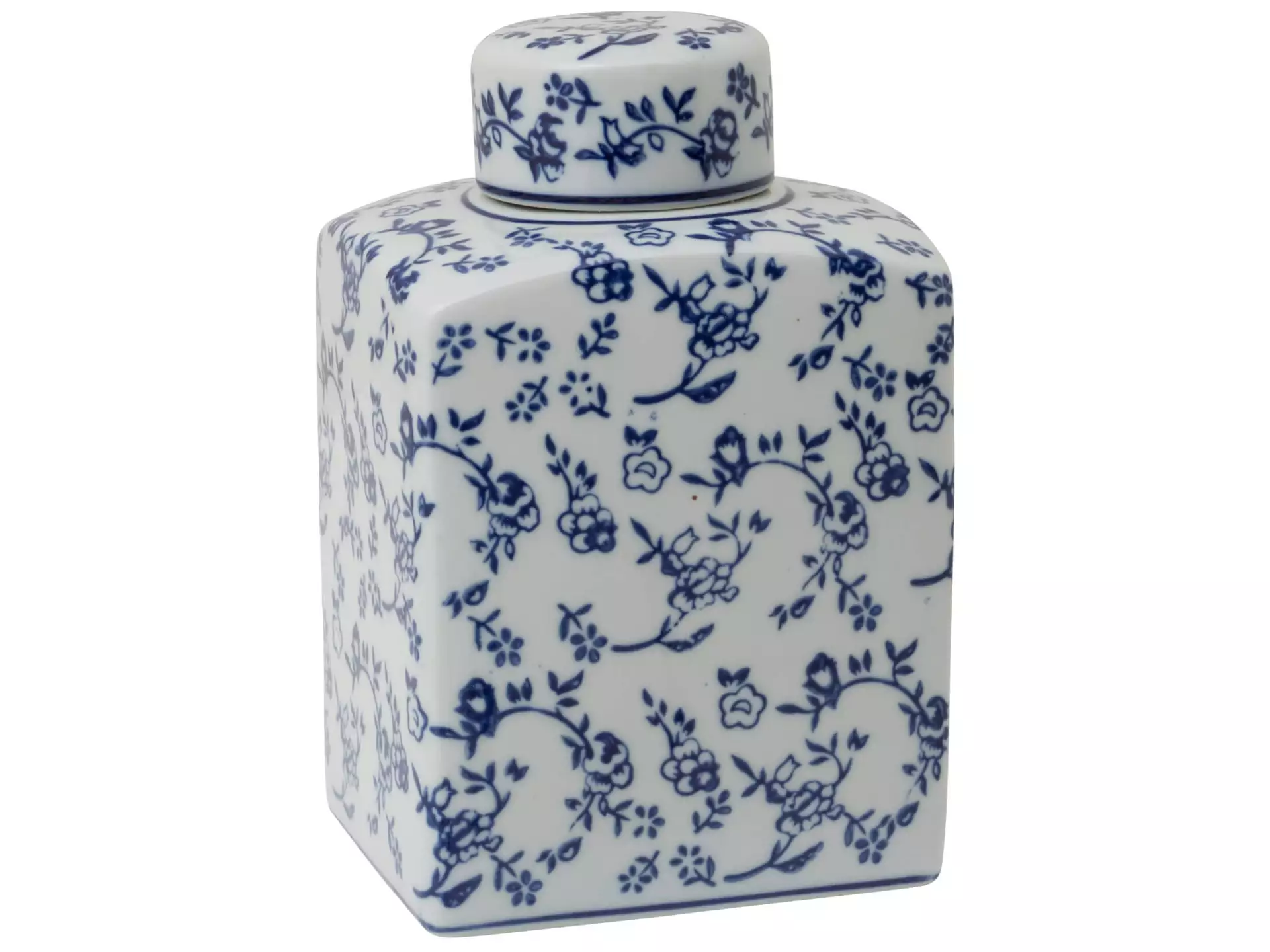 Vase Ming Garden, Keramik, Weiss-Blau, b 12 cm t 12 cm h 19 cm