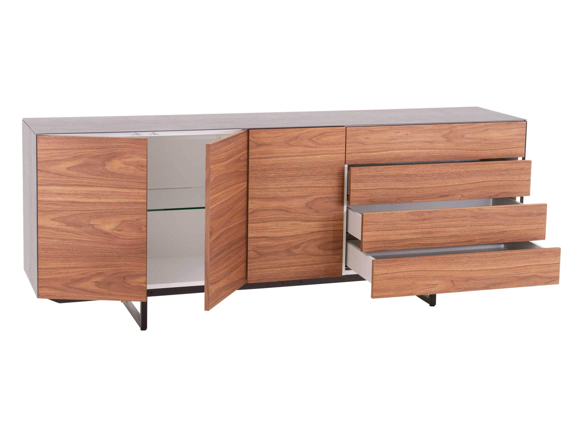Sideboard Combina, Nussbaum, Keramik, b 210,8 cm t 46 cm h 80 cm