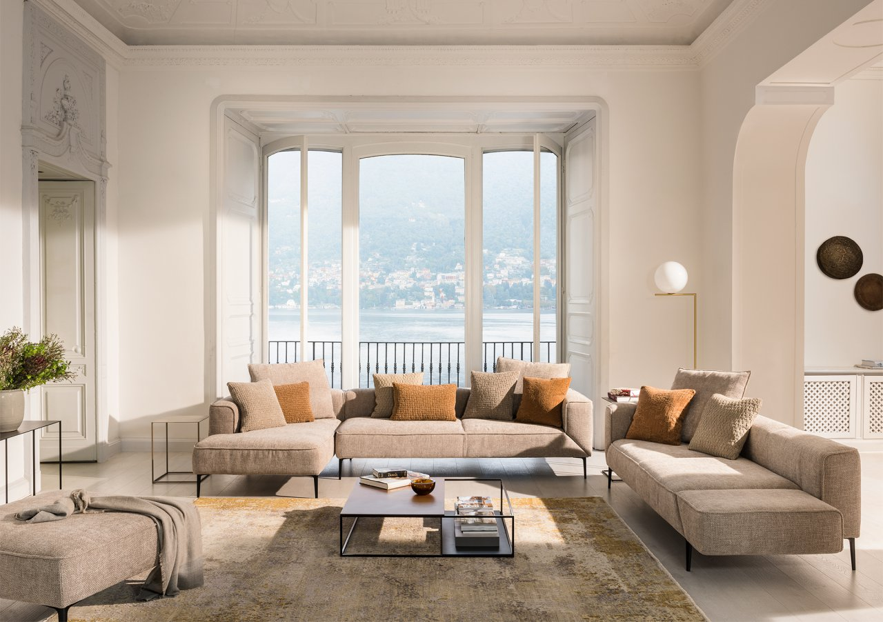 Longueville Landscape reclining sofa from Jori, WxDxH 195/225x99x68 cm