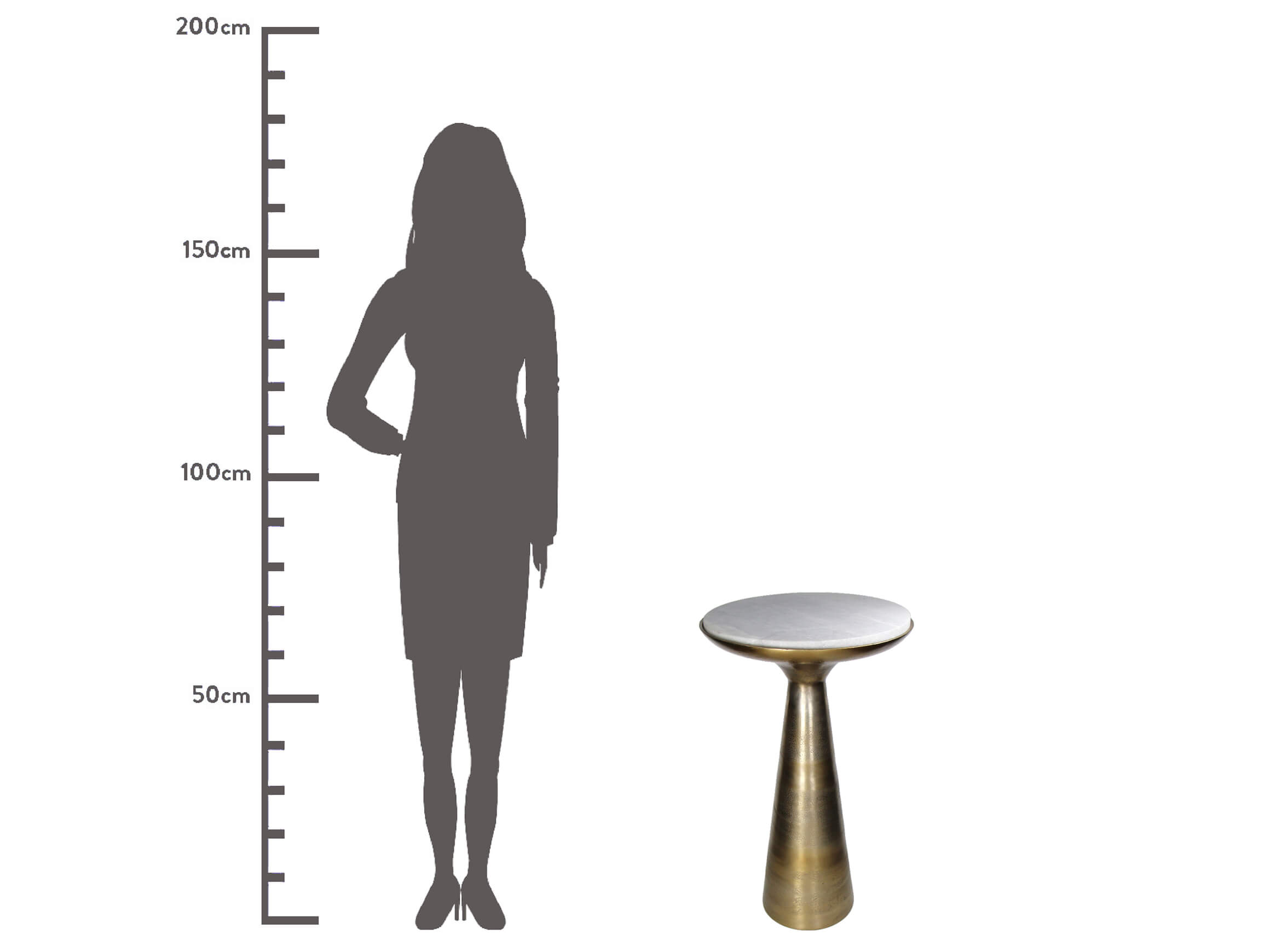 Beistelltisch Aluminium Marmor H: 63 cm Kersten