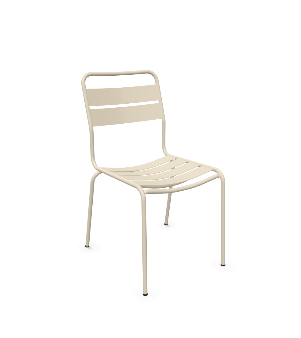 Metall-Lattenstuhl Glarus von Schaffner / Farbe: Pastellsand / Grösse: 52 x 62 cm
