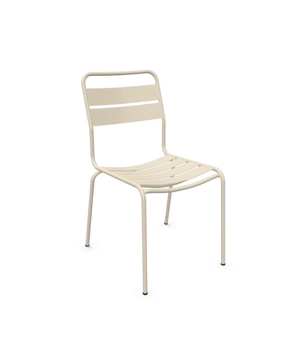 Metall-Lattenstuhl Glarus von Schaffner / Farbe: Pastellsand / Grösse: 52 x 62 cm