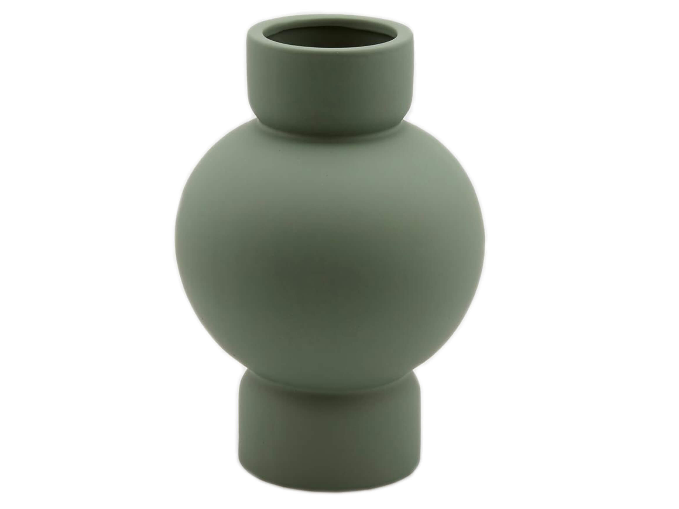 Edg Vase Kugelvase mit Fuss Mattgrün H: 26 cm  | Schubiger Möbel