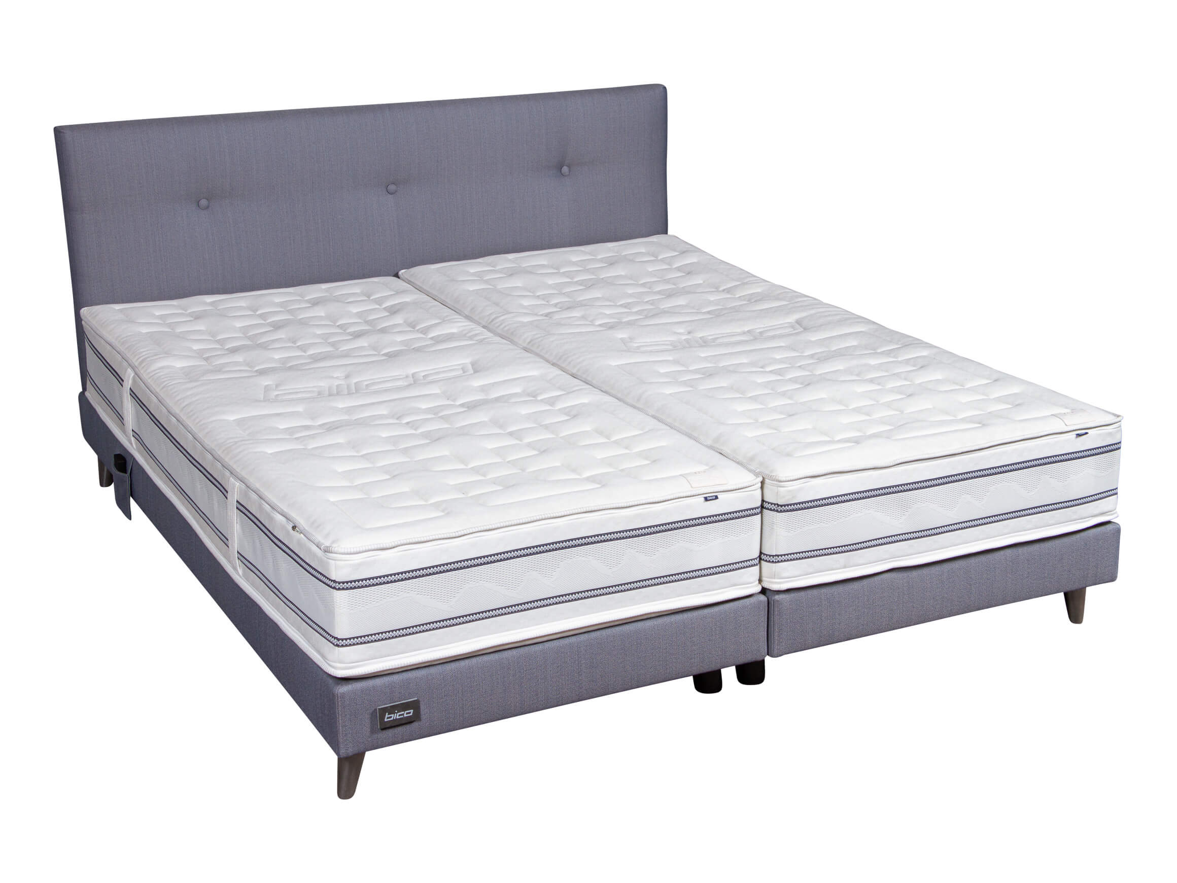 Lit boxspring Slim Bico / Alpach / Bleu fumé