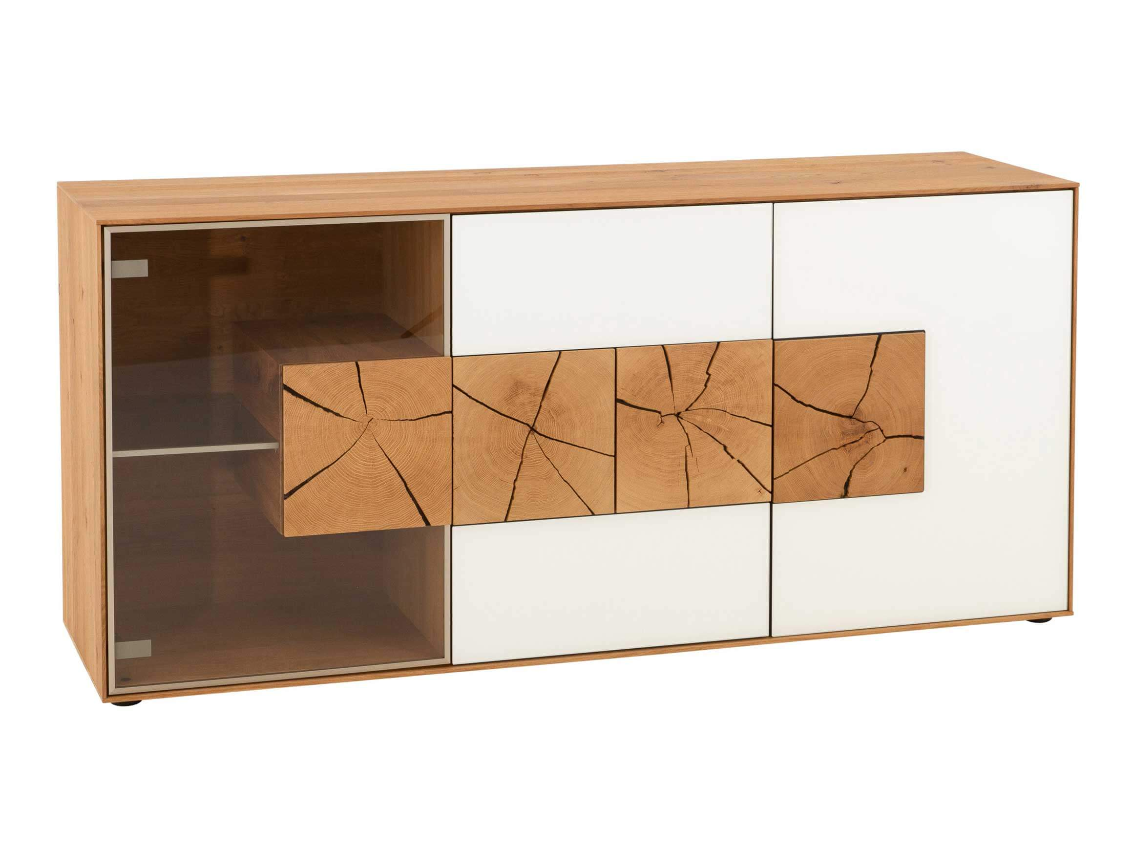 Sideboard Cassio, Kerneiche Umato, 2 Türen Mattglas