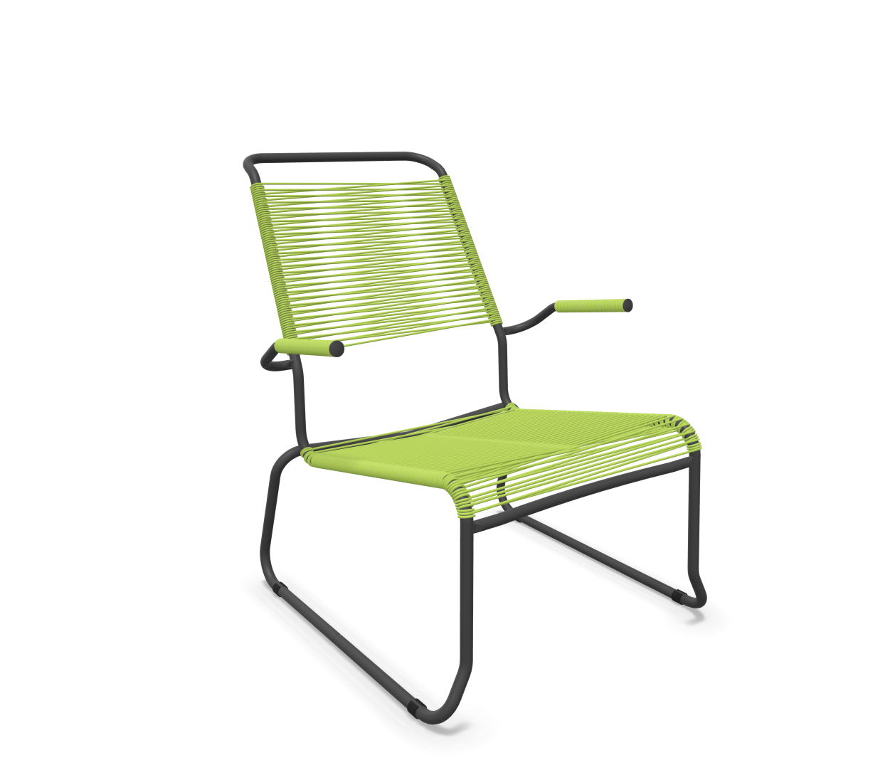 Kufen-Spaghetti-Lounger Säntis mit Lehne / Hochlehner von Schaffner / Farbe: Hellgrün / Grösse: 68 x 85 cm