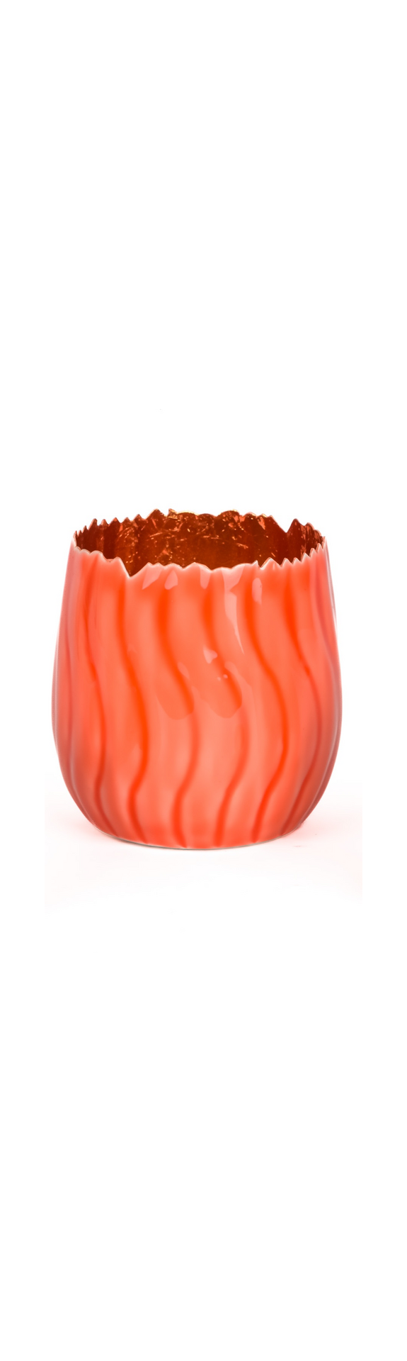 Windlicht Welle Orange H: 11 cm Decofinder