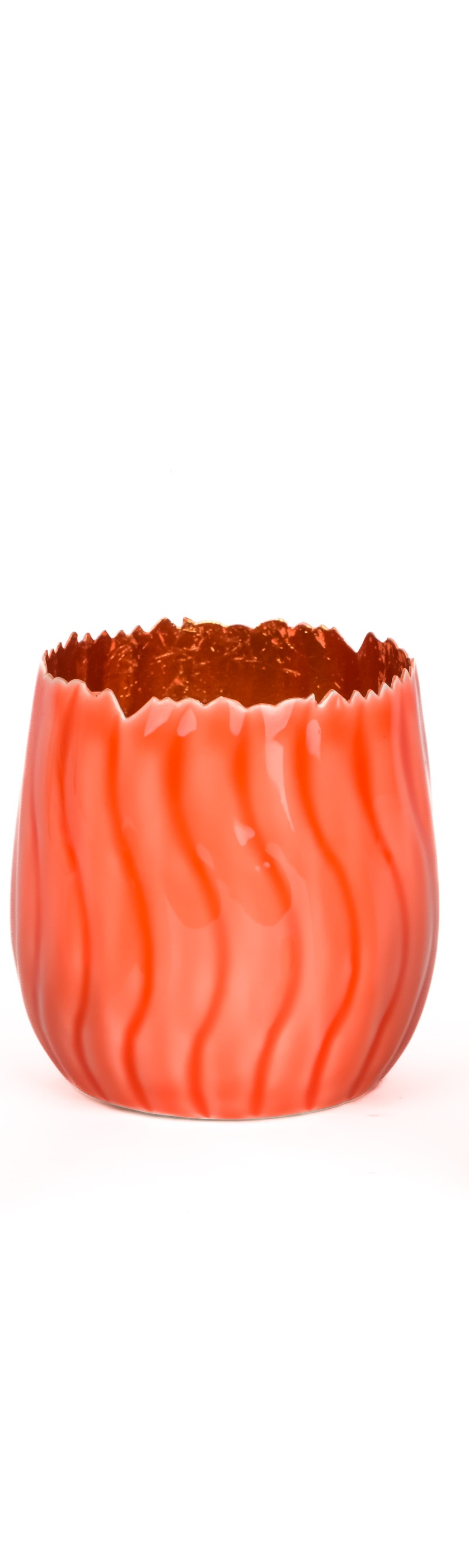 Windlicht Welle Orange H: 11 cm Decofinder