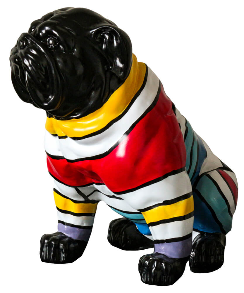 Skulptur Sitzende Bulldogge mit Pulli image LAND