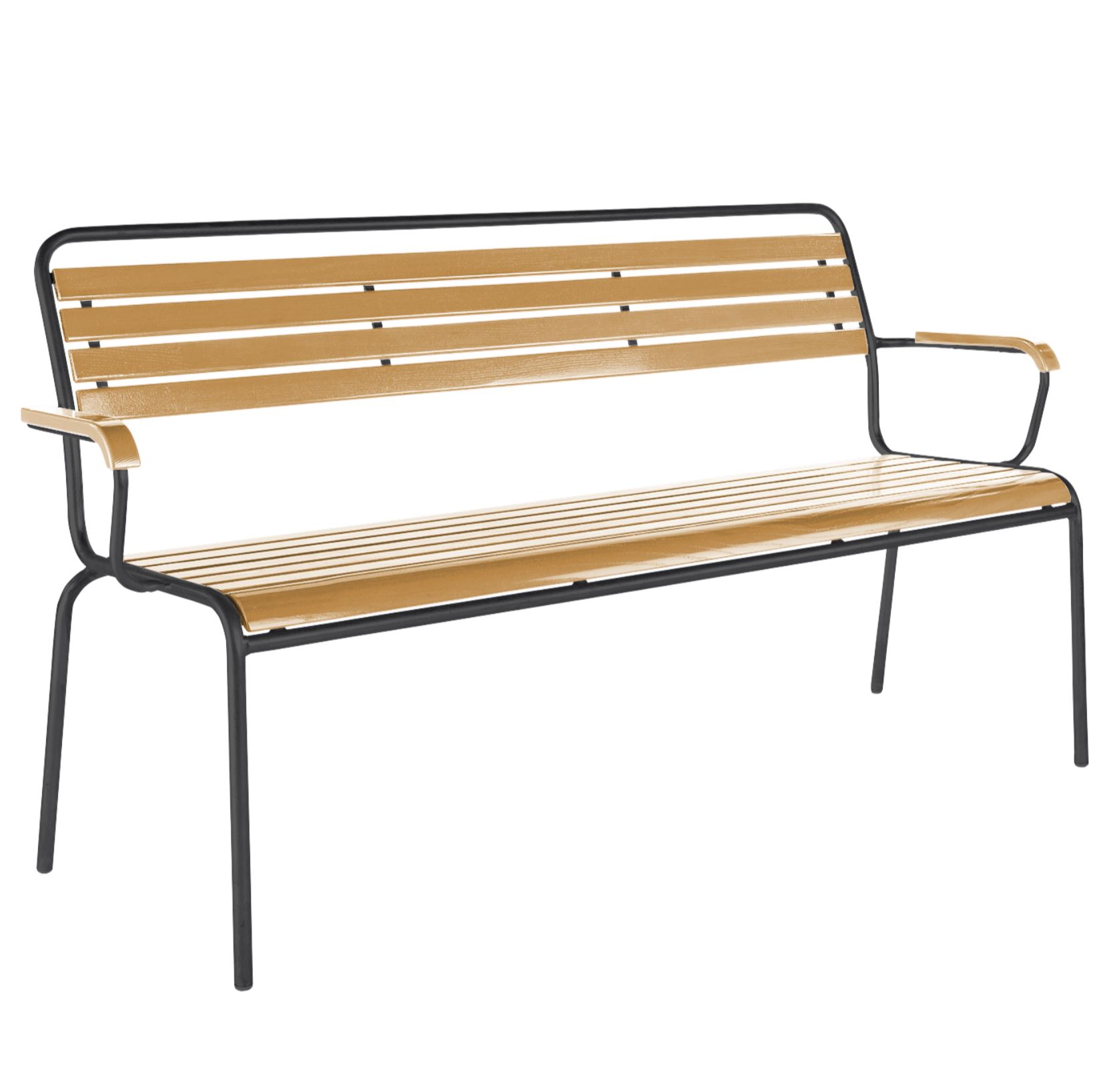 Holzlatten-Bank Rigi mit Armlehnen Schaffner / Farbe: Natur