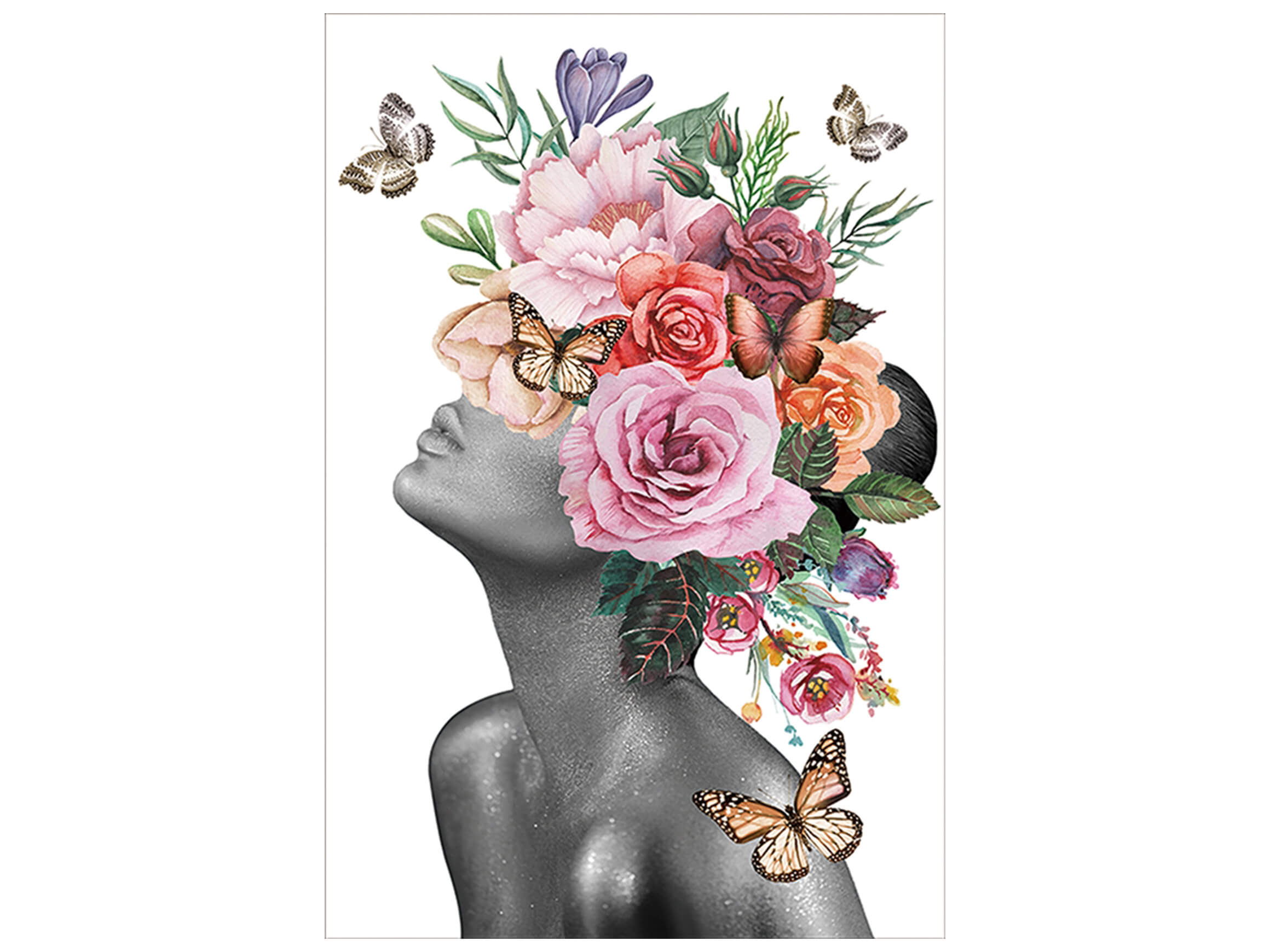 Digitaldruck auf Glas Schönheit mit Blumenperücke image LAND