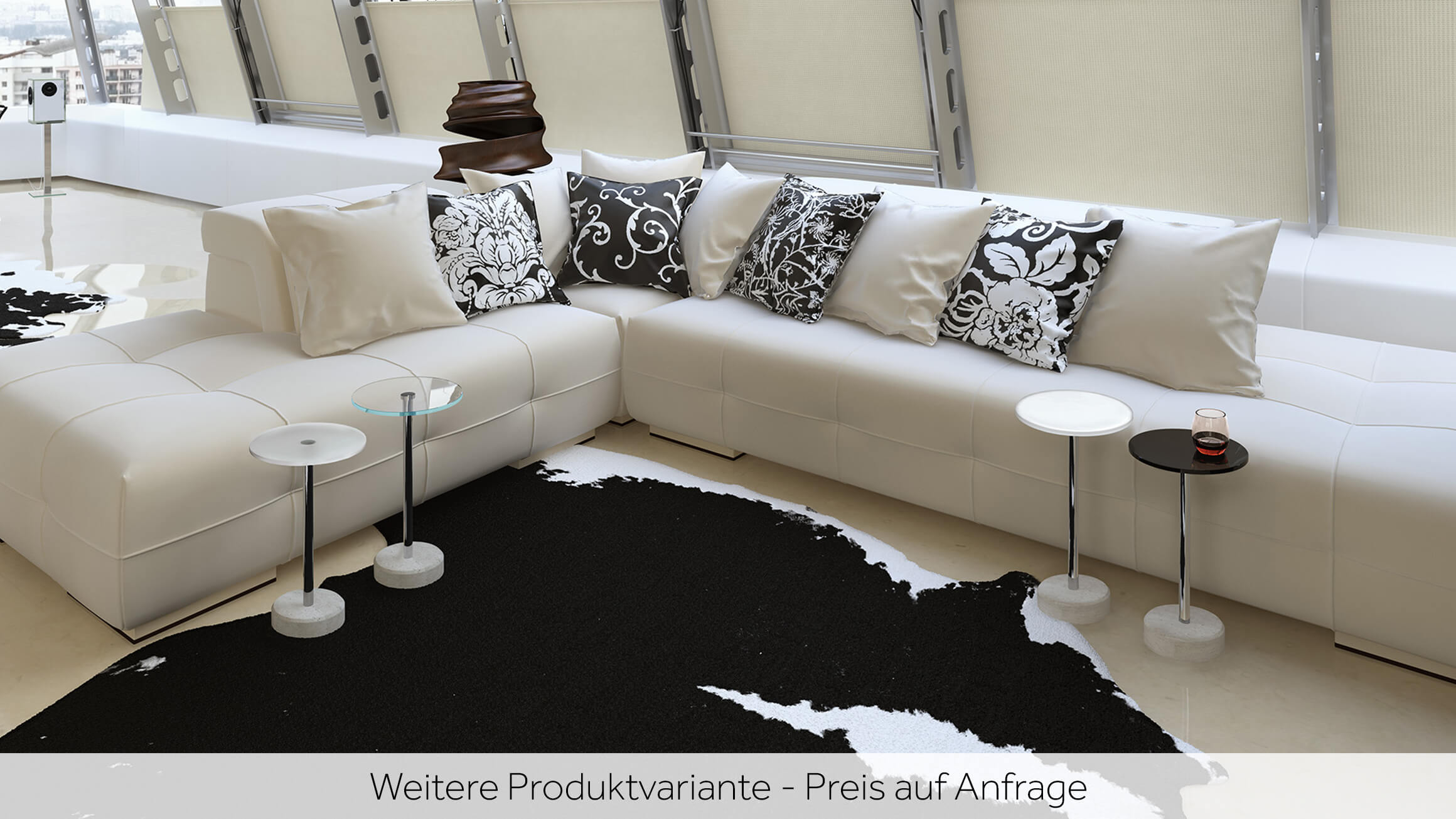 Beistelltisch Rouven, Glas Rot, Chrom, Beton,