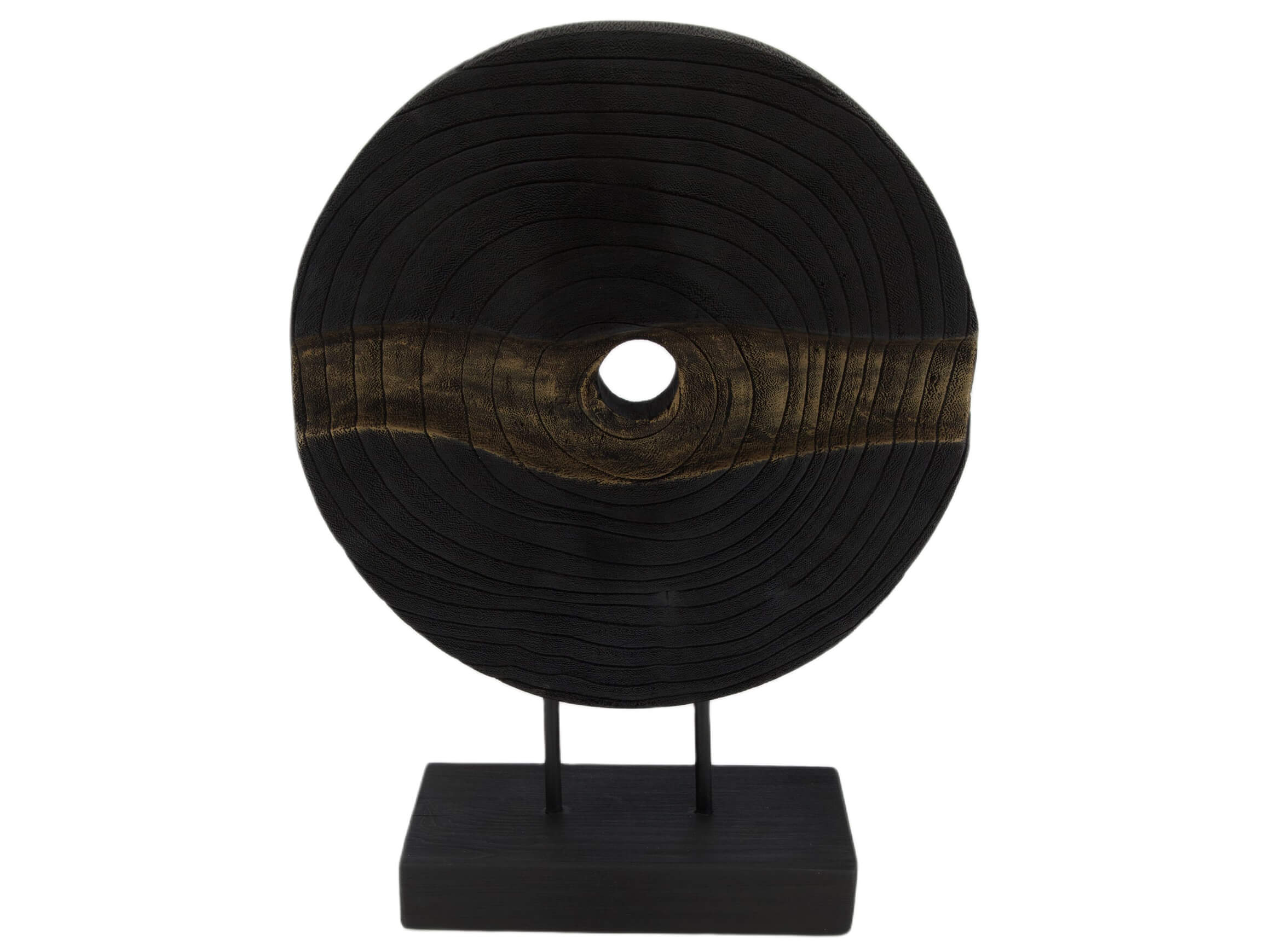 Statue Rundholz Schwarz Gold H: 38 cm Decofinder