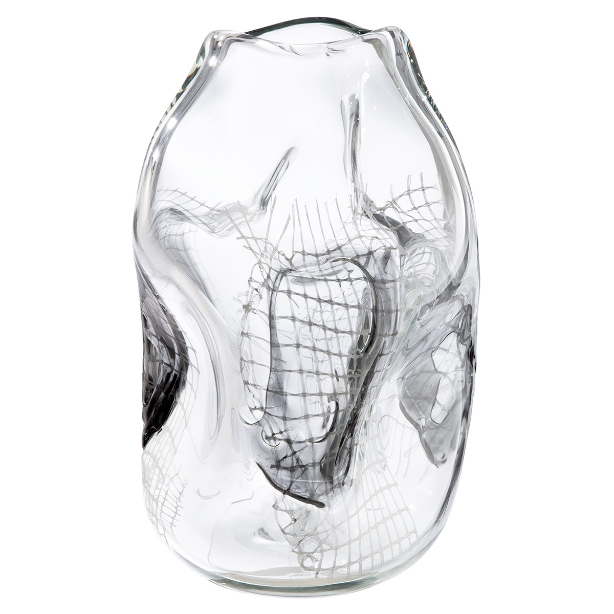 Gilde Vase Grid, Glas, Gesteift, Klar, Schwarz H: 32 cm  | Schubiger Möbel